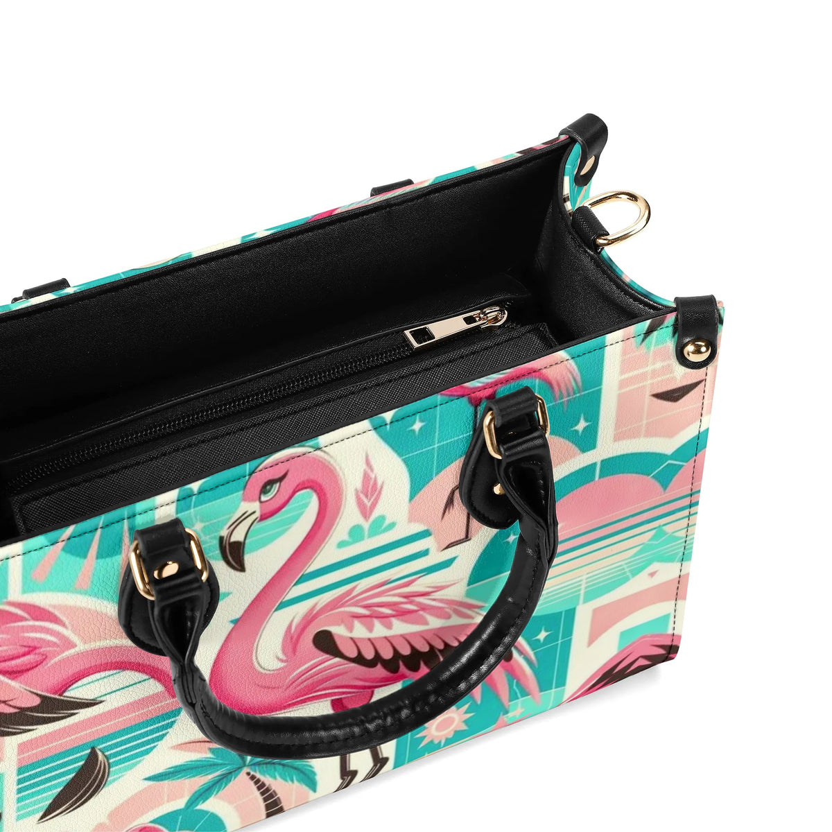 1950s Flamingo, Kitschy Style, Palm Springs Style, Mid Mod Luxury Women Handbag - Mid Century Modern Gal