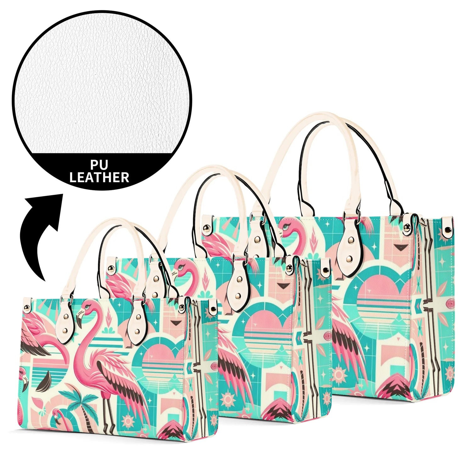 1950s Flamingo, Kitschy Style, Palm Springs Style, Mid Mod Luxury Women Handbag - Mid Century Modern Gal