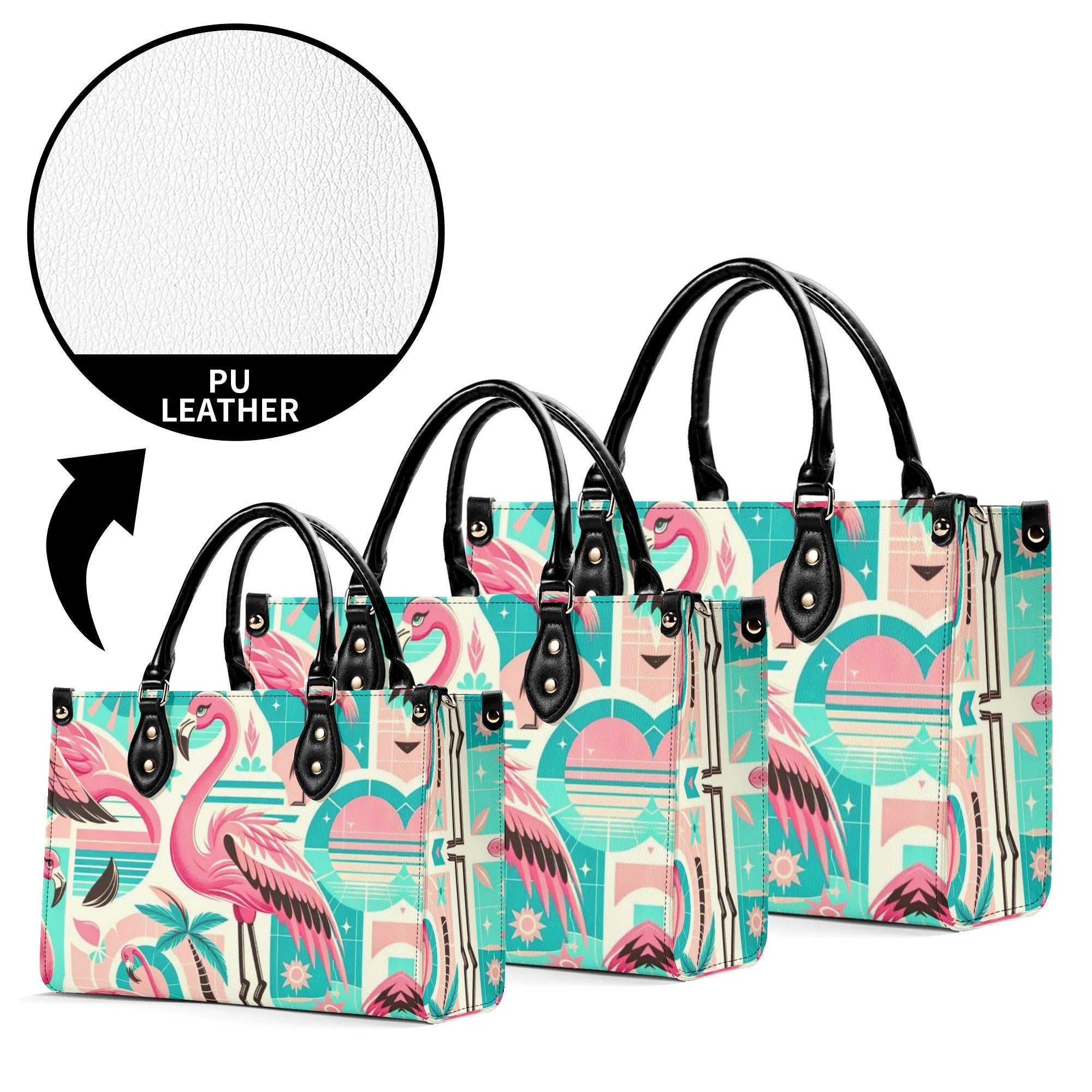 1950s Flamingo, Kitschy Style, Palm Springs Style, Mid Mod Luxury Women Handbag - Mid Century Modern Gal