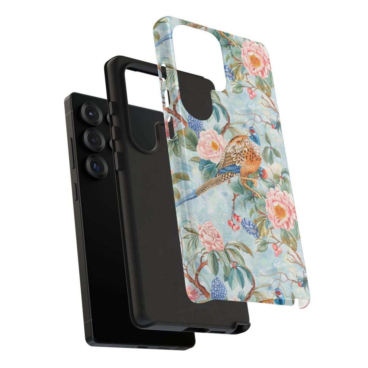 Chinoiserie Designed Floral Pheasant Phone Case with Bird Design