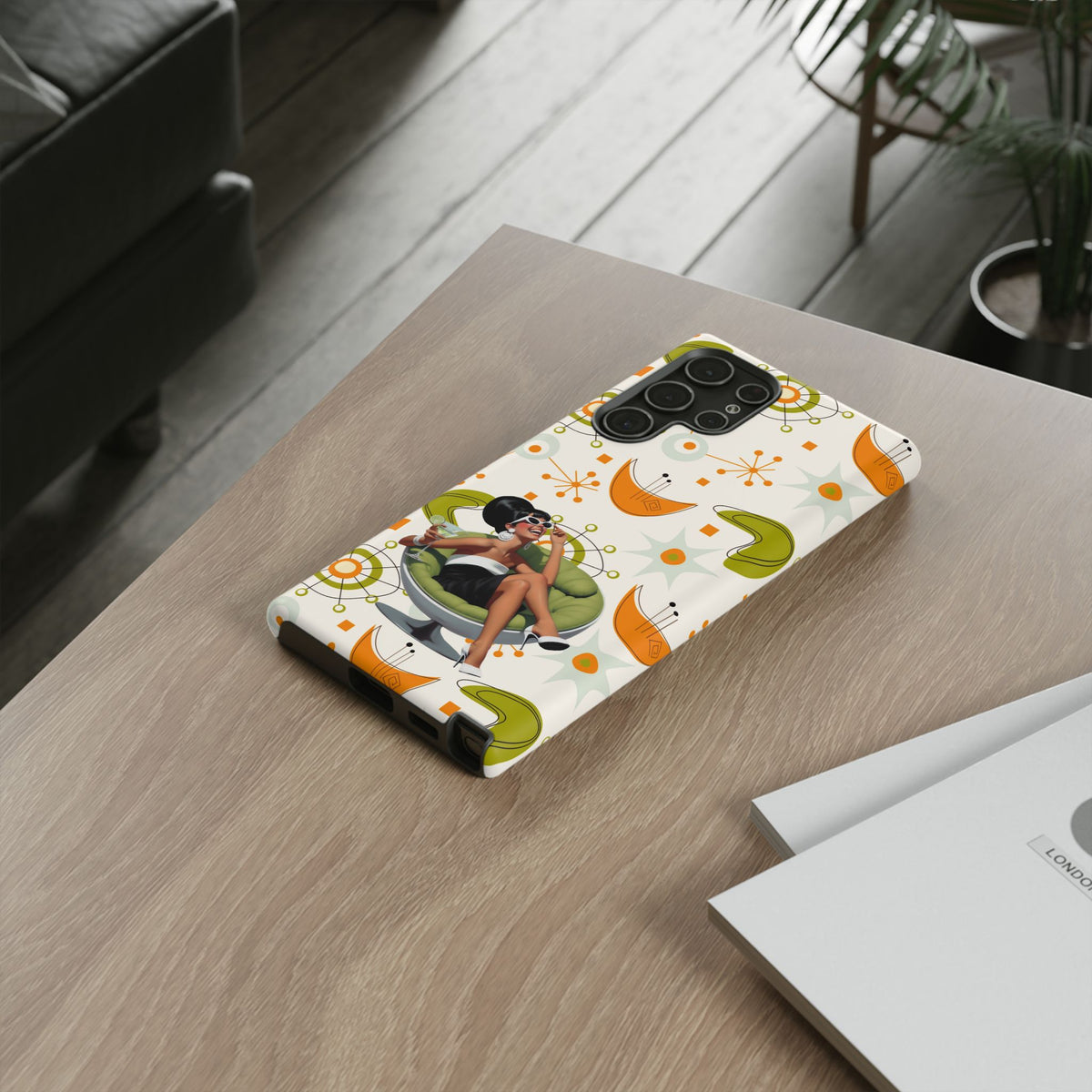 Mid Century Modern Atomic Starburst Mid Mod 60s Gal Retro Chic Tough Phone Case with Vintage Glamour Design