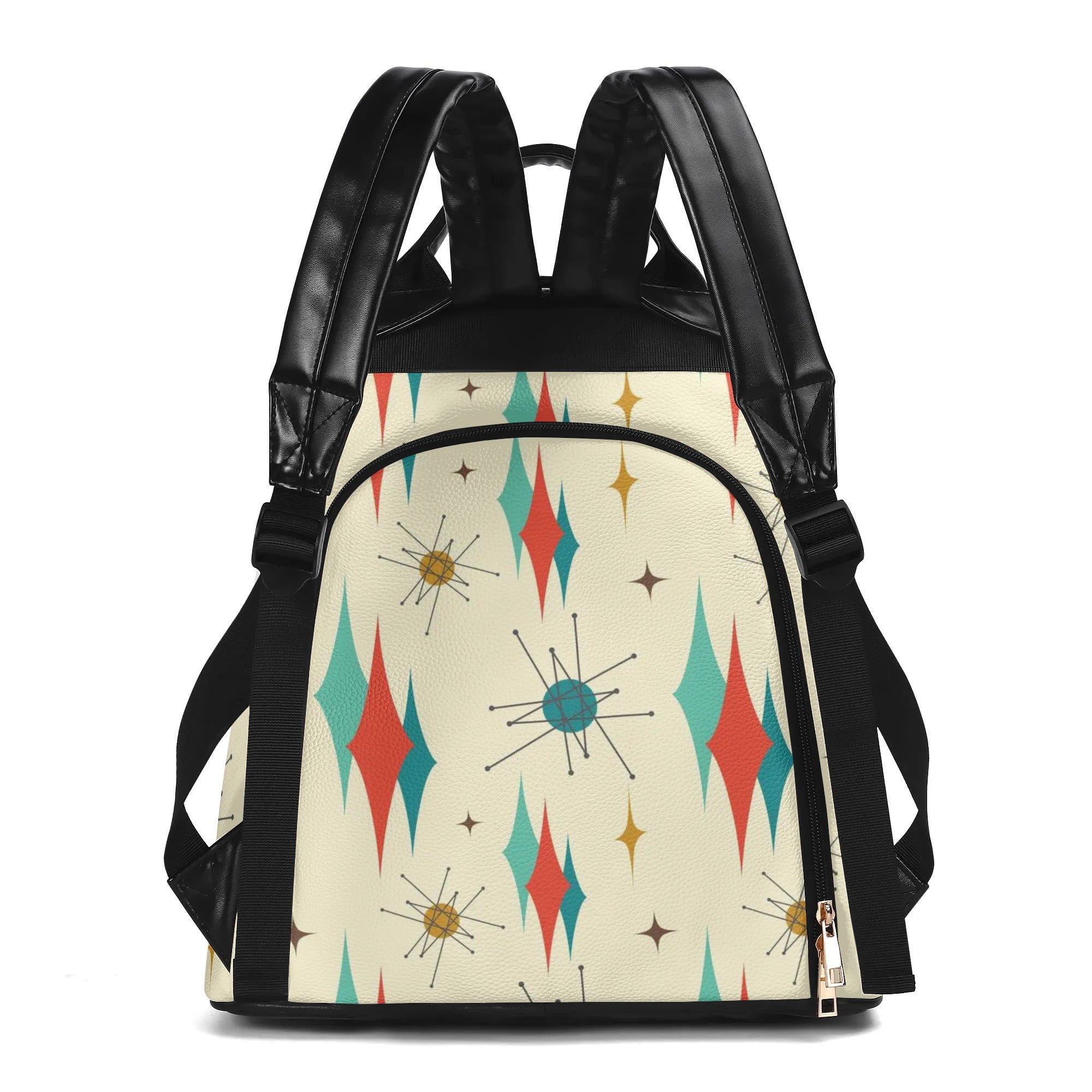 Mid Century Atomic Cat Franciscan Design, Mid Mod Travel Daypack Anti-theft Backpack - Mid Century Modern Gal