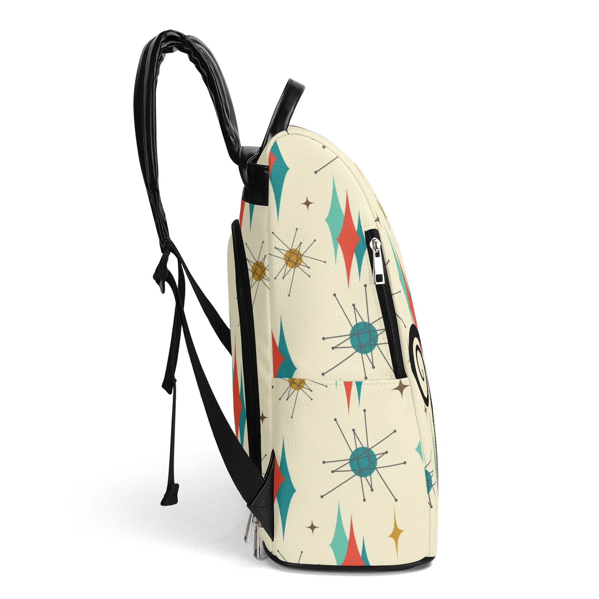 Mid Century Atomic Cat Franciscan Design, Mid Mod Travel Daypack Anti-theft Backpack - Mid Century Modern Gal