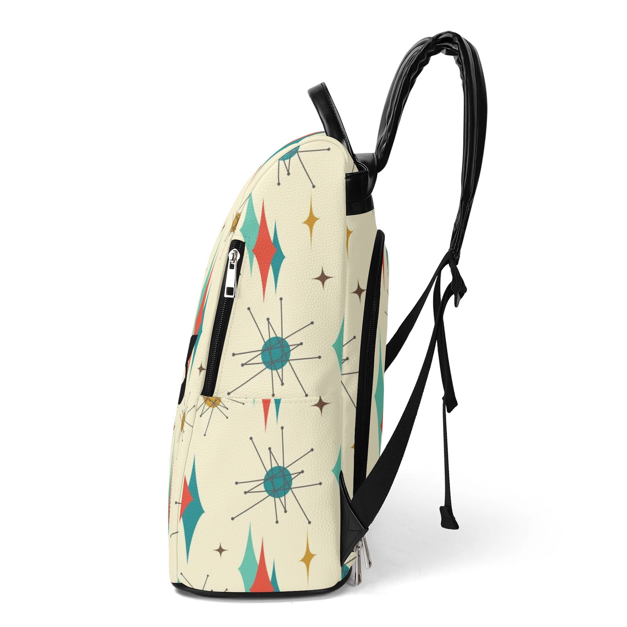 Mid Century Atomic Cat Franciscan Design, Mid Mod Travel Daypack Anti-theft Backpack - Mid Century Modern Gal