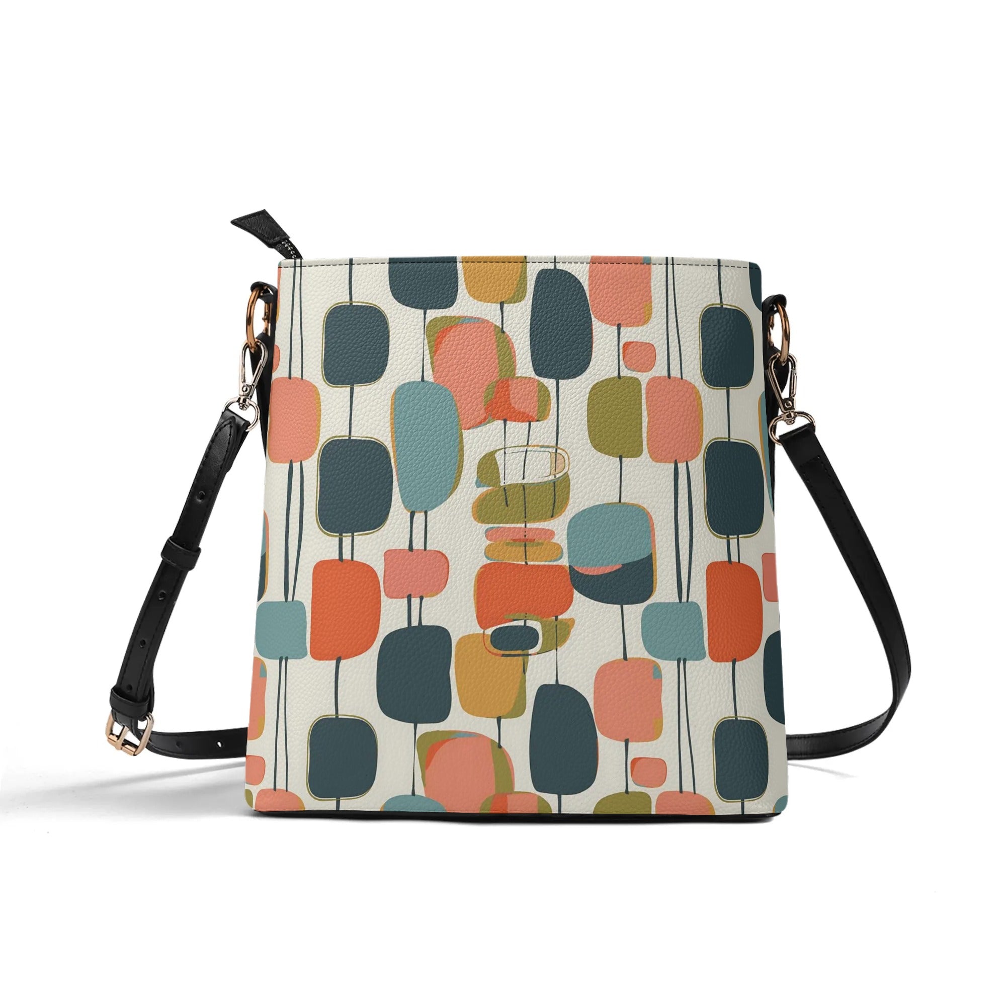 Mid Mod Bucket Bag, For Doxie Mom, Dachshund Lover, Kitschy Fun Atomic Retro Bucket Bag - Mid Century Modern Gal