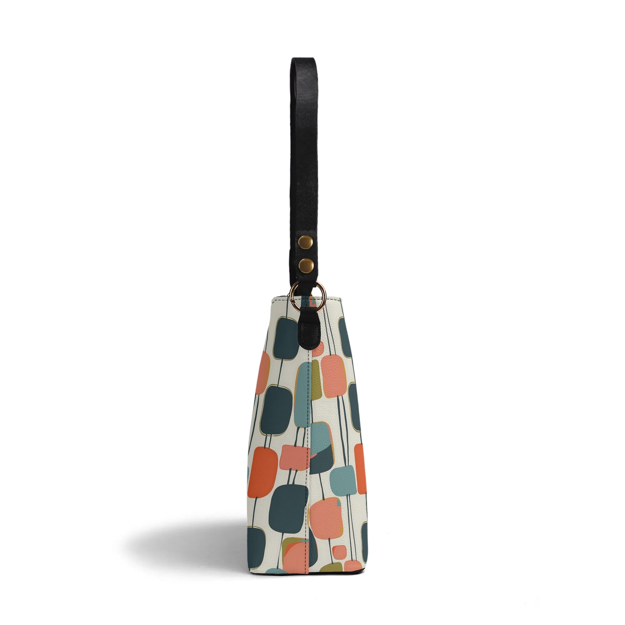 Mid Mod Bucket Bag, For Doxie Mom, Dachshund Lover, Kitschy Fun Atomic Retro Bucket Bag - Mid Century Modern Gal