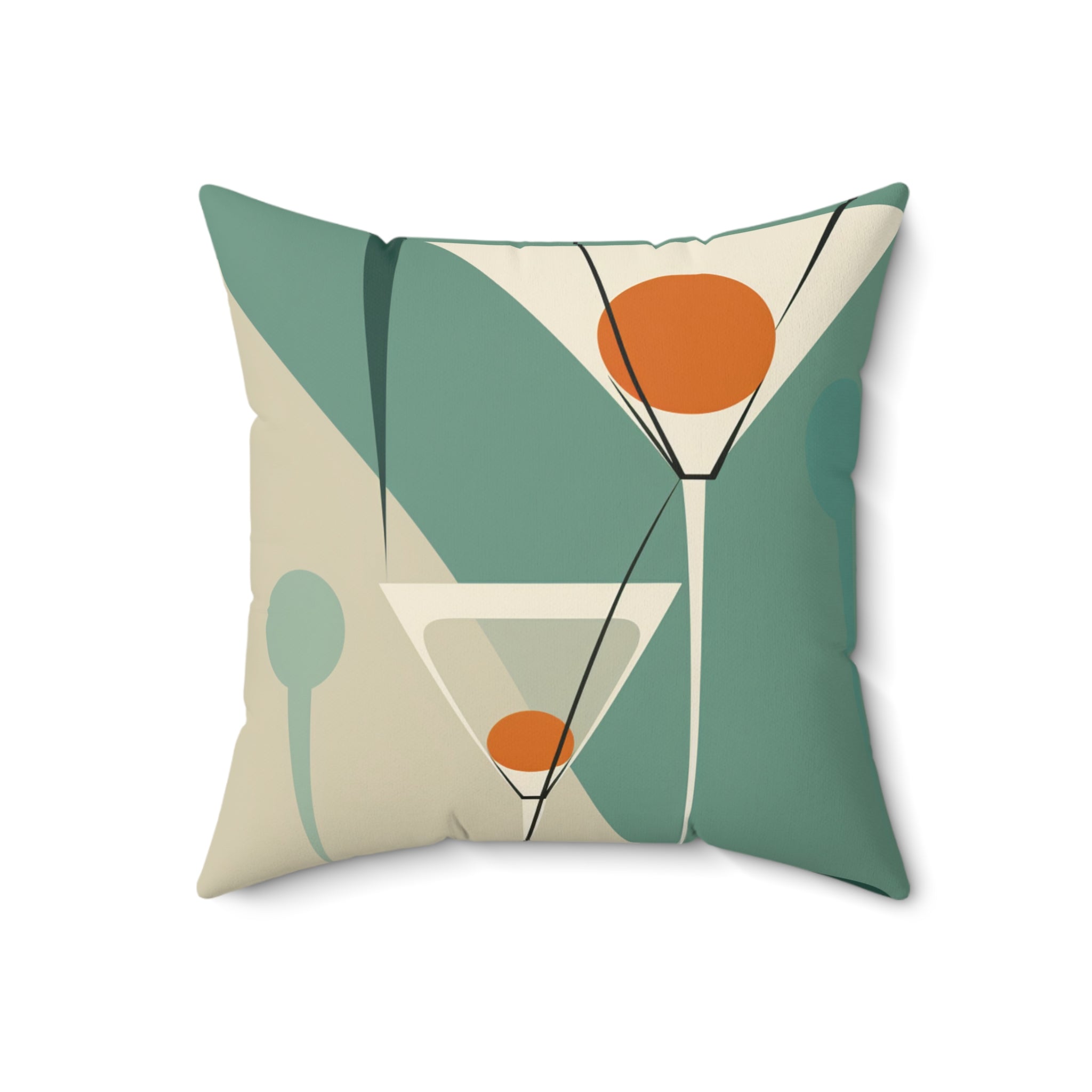 Modern Martini Decor Pillow - Stylish Spun Polyester Square Cushion for Home - Mid Century Modern Gal