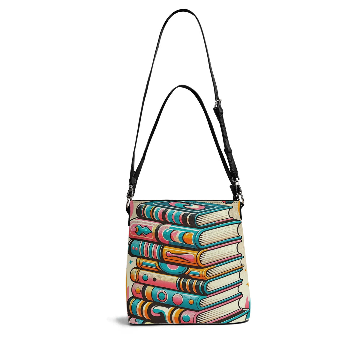 Book Lover Bucket Bag, Trendy Retro Style, Kitschy Fun Womens Shoulder Bag - Mid Century Modern Gal