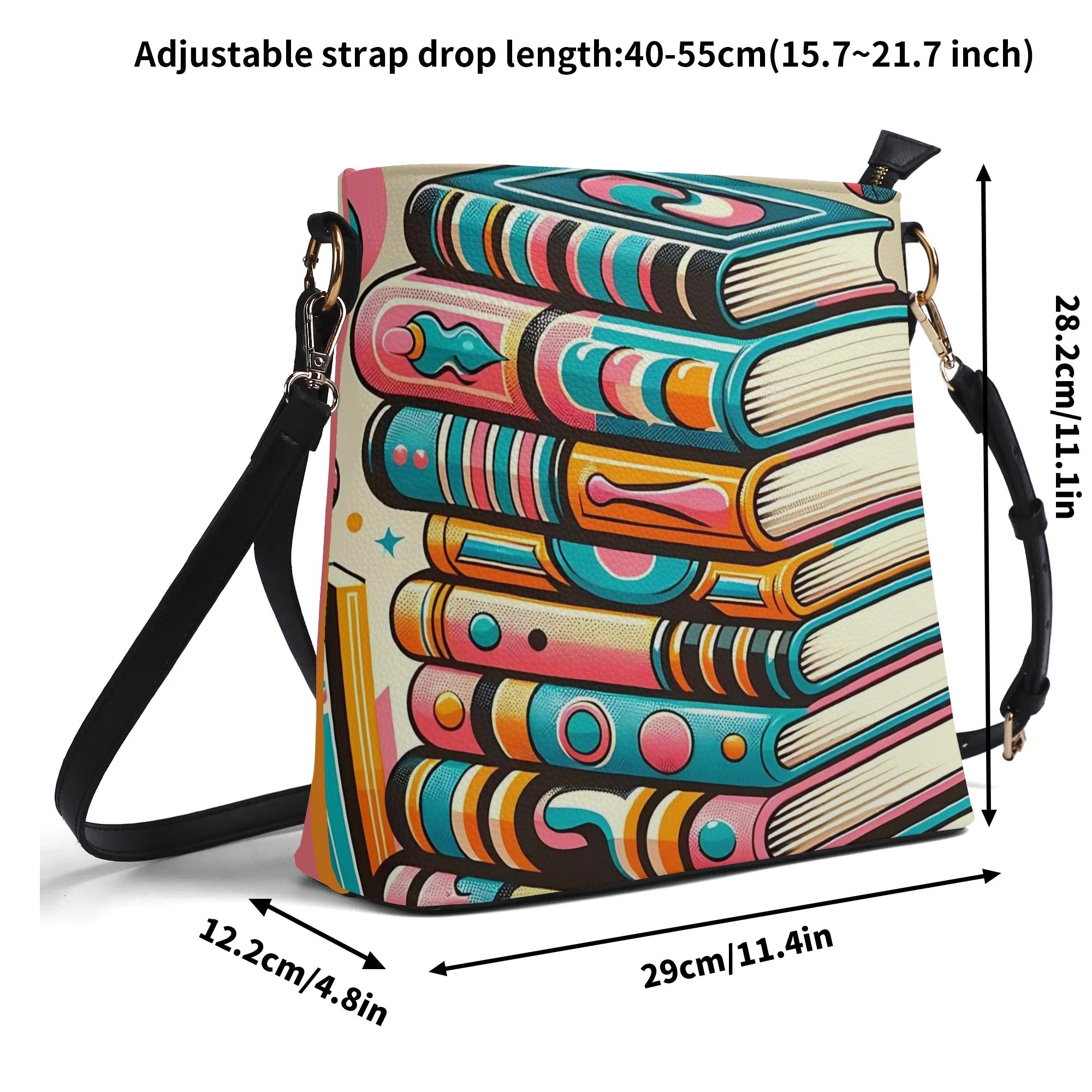 Book Lover Bucket Bag, Trendy Retro Style, Kitschy Fun Womens Shoulder Bag - Mid Century Modern Gal
