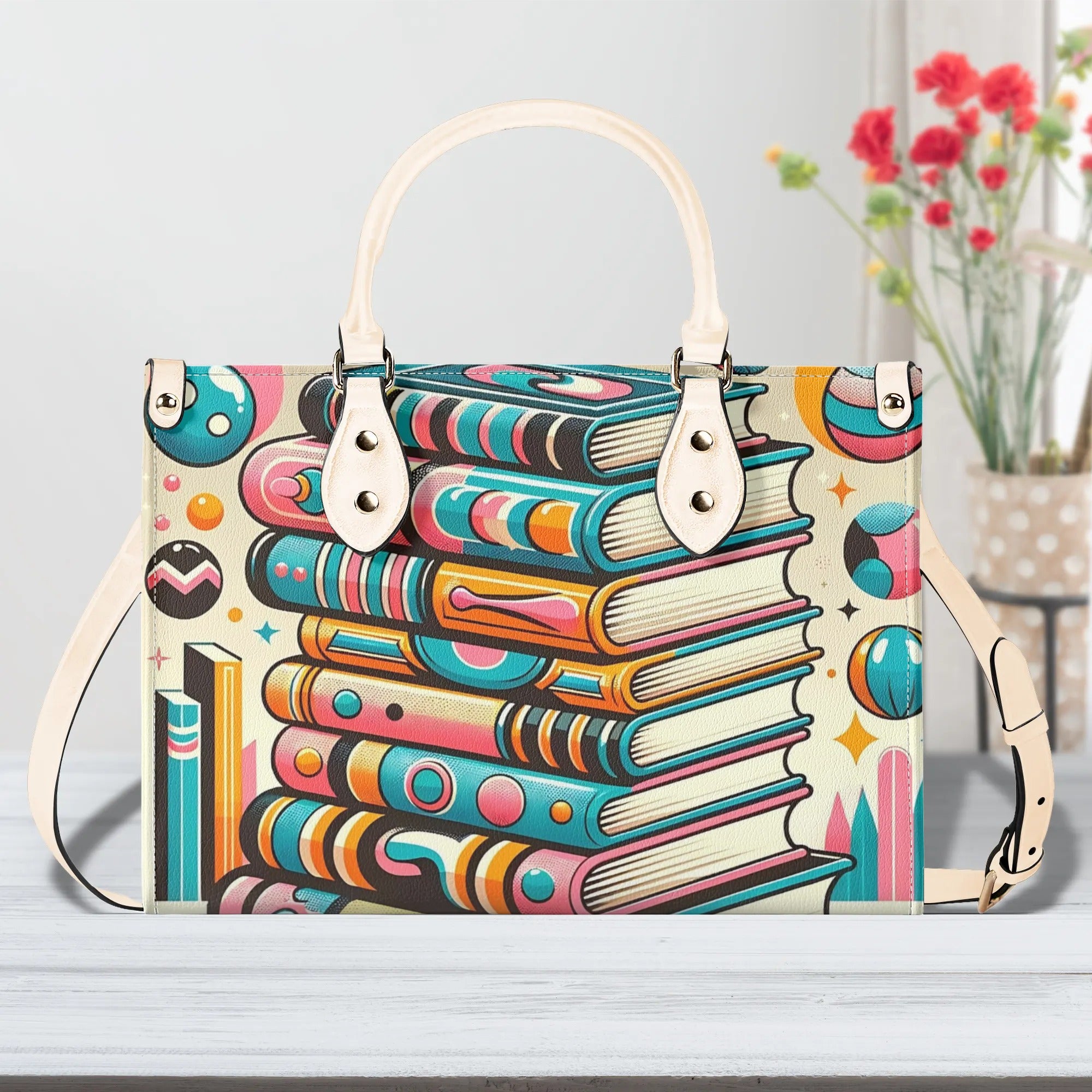 Book Lover Gifts, Retro Style Groovy Books, Kitschy Shoulder-Handbag - Mid Century Modern Gal