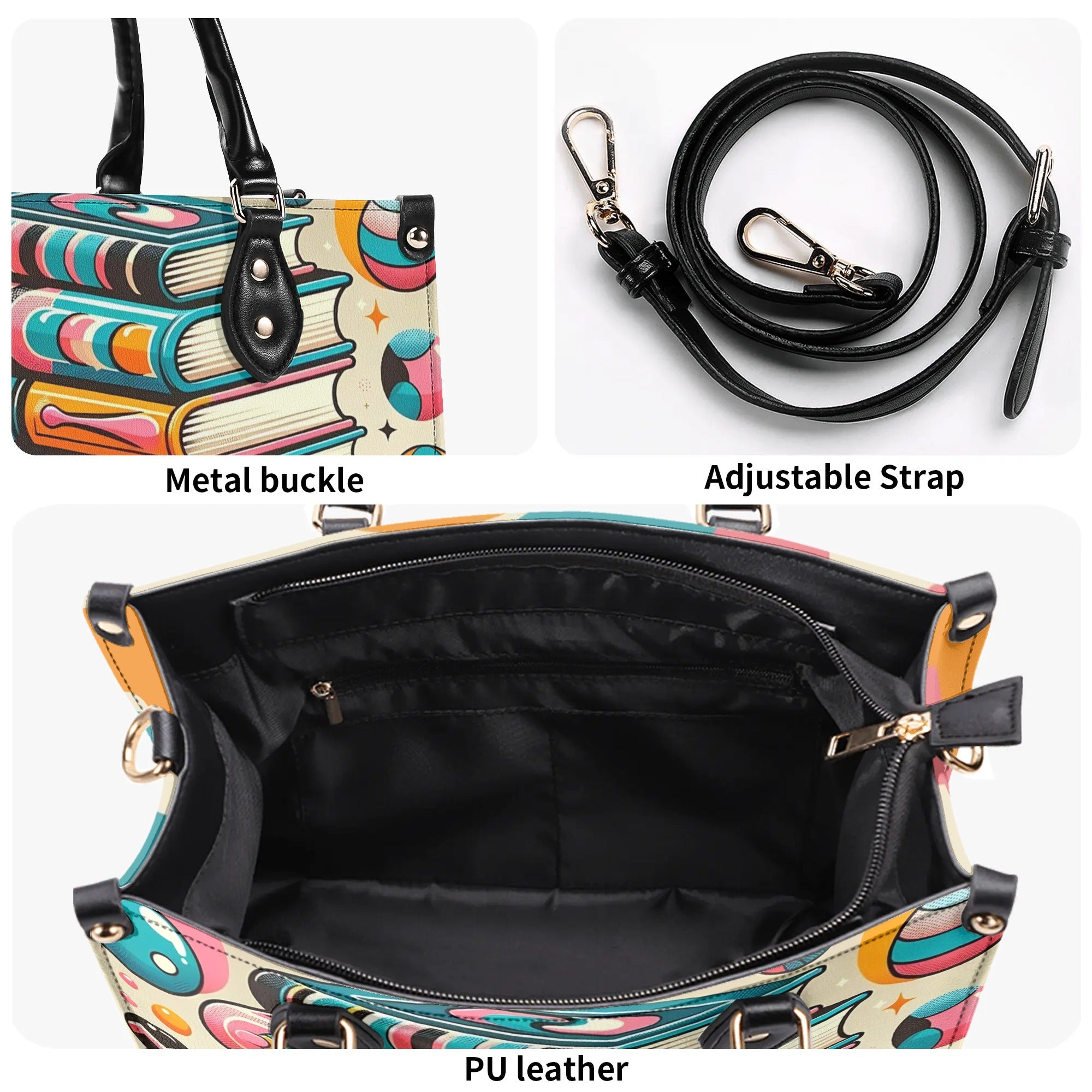 Book Lover Gifts, Retro Style Groovy Books, Kitschy Shoulder-Handbag - Mid Century Modern Gal