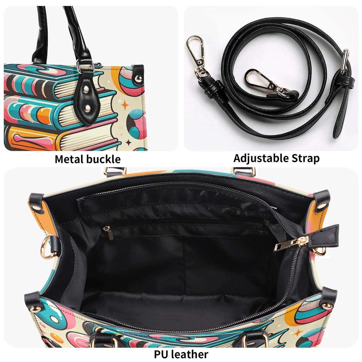 Book Lover Gifts, Retro Style Groovy Books, Kitschy Shoulder-Handbag - Mid Century Modern Gal