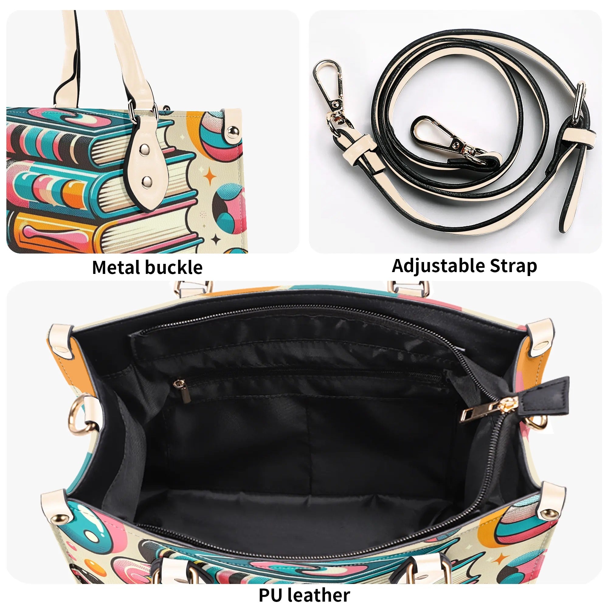 Book Lover Gifts, Retro Style Groovy Books, Kitschy Shoulder-Handbag - Mid Century Modern Gal
