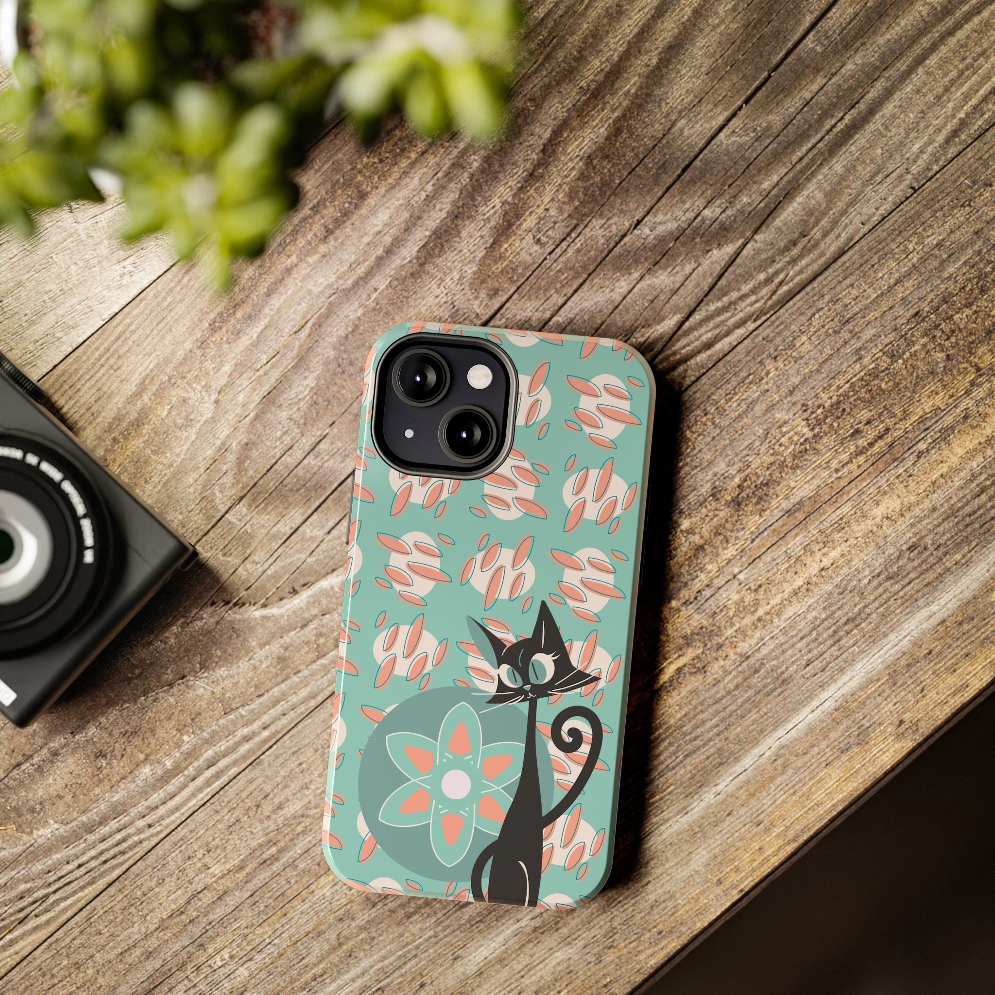 Atomic Cat, Mid Century Modern Funky Fun Smart Phone Tough Phone Cases - Mid Century Modern Gal