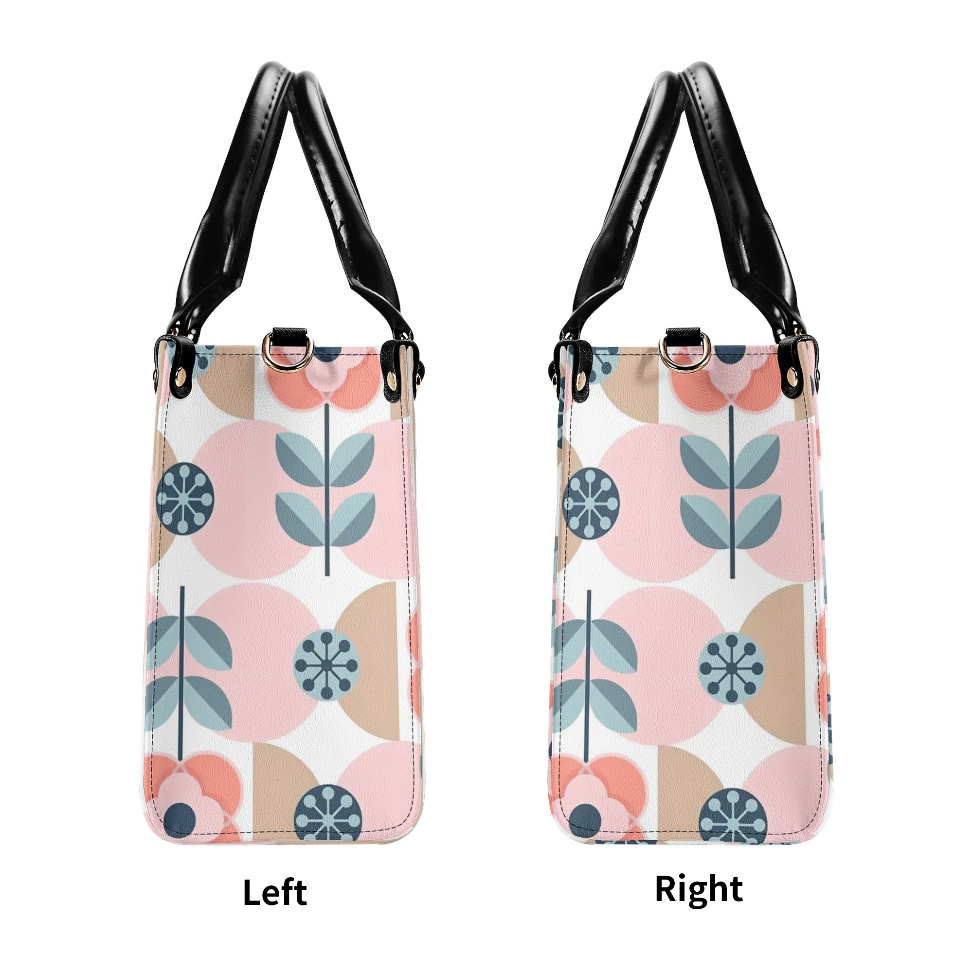 Designer Handbag With Scandinavian Pink, Blue Retro Floral, Mod Summer Handbag - Mid Century Modern Gal