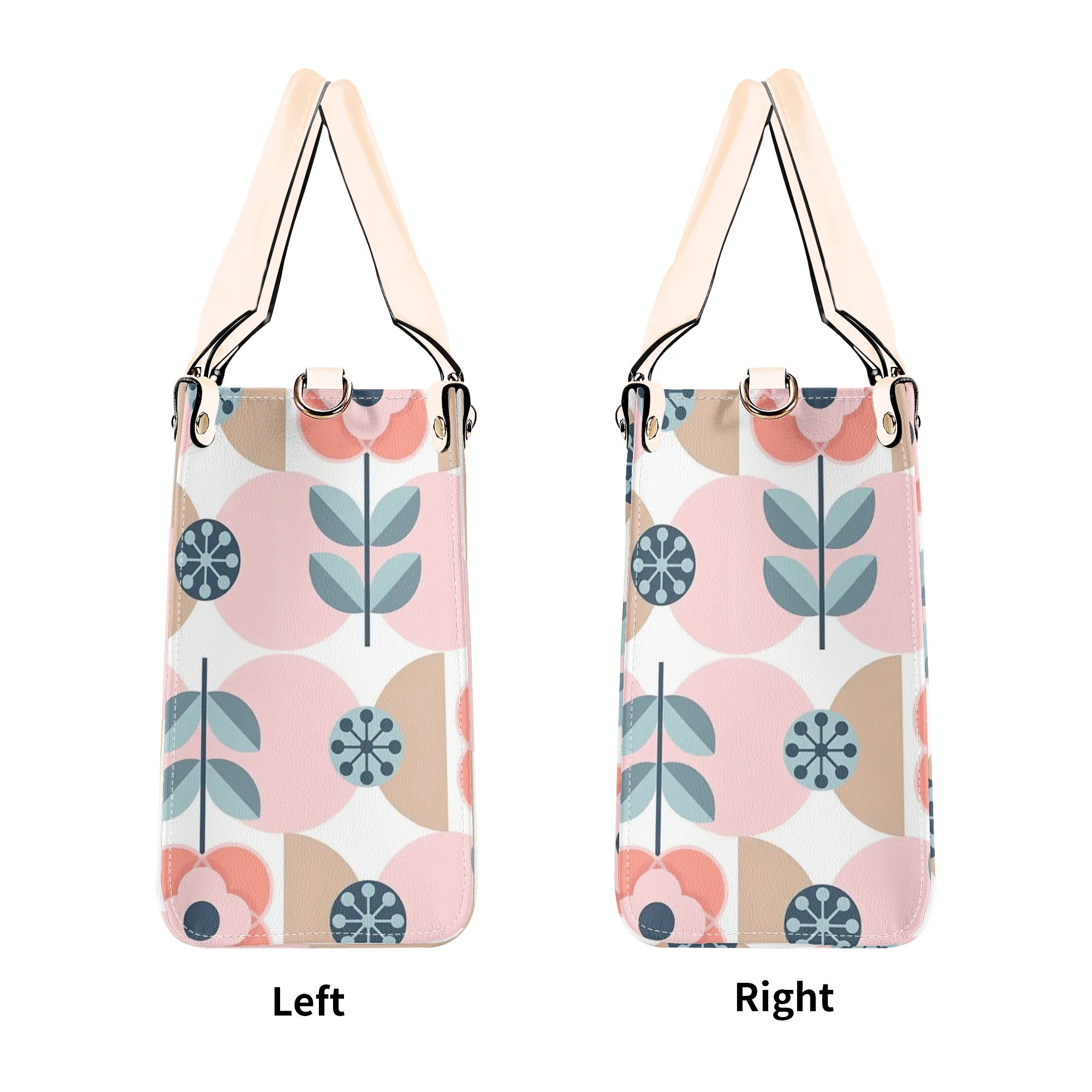 Designer Handbag With Scandinavian Pink, Blue Retro Floral, Mod Summer Handbag - Mid Century Modern Gal