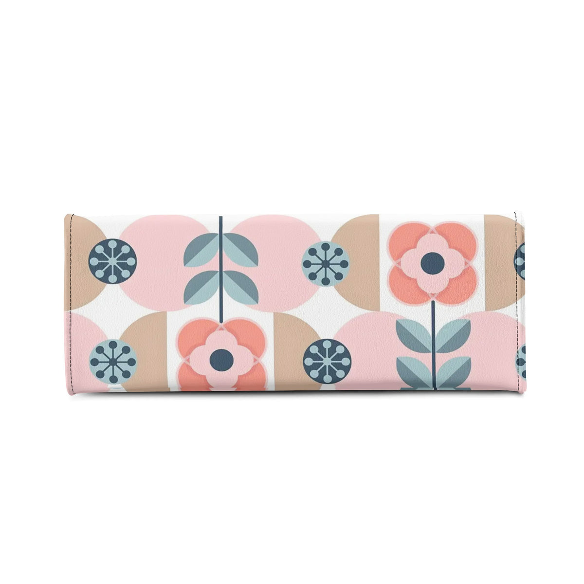 Designer Handbag With Scandinavian Pink, Blue Retro Floral, Mod Summer Handbag - Mid Century Modern Gal