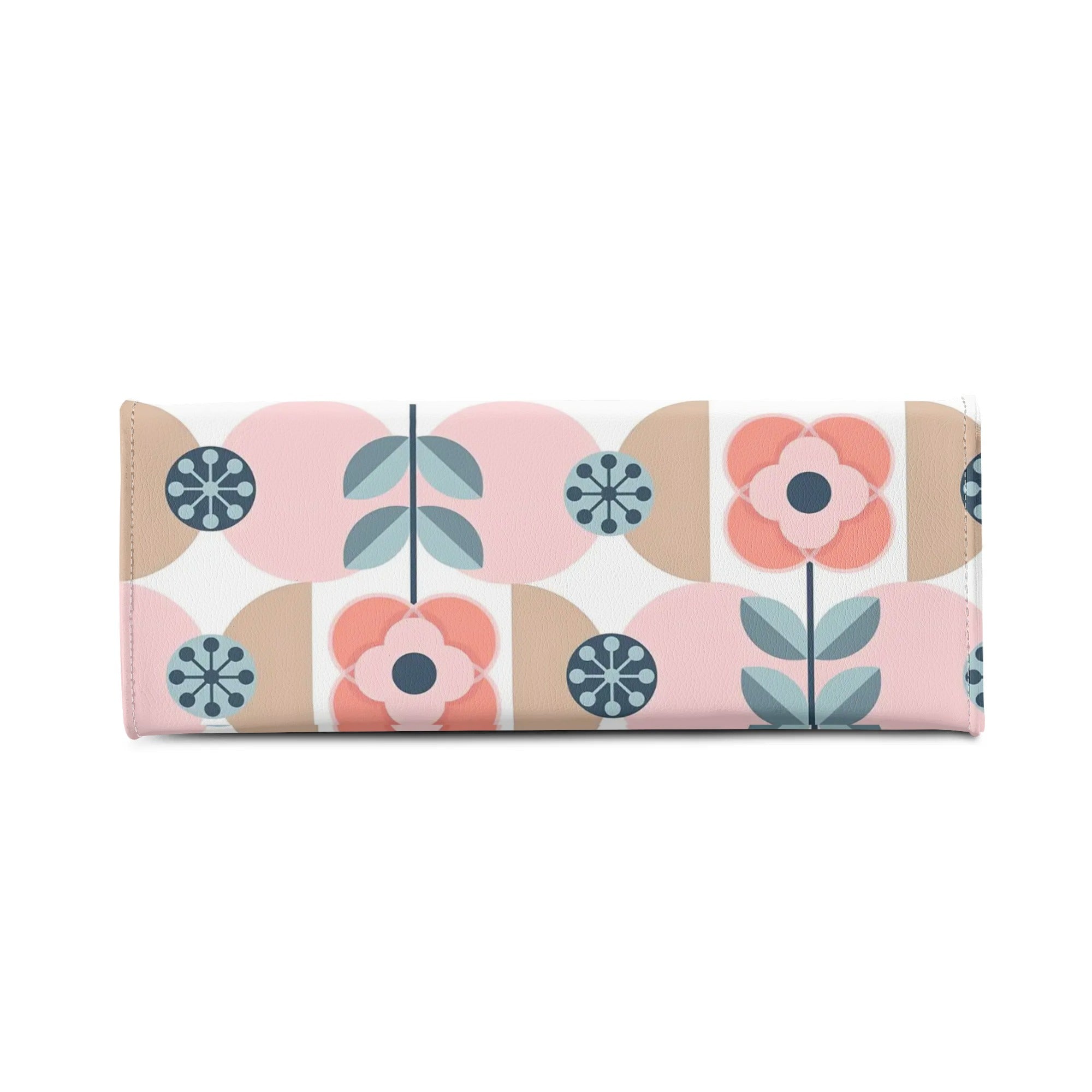 Designer Handbag With Scandinavian Pink, Blue Retro Floral, Mod Summer Handbag - Mid Century Modern Gal