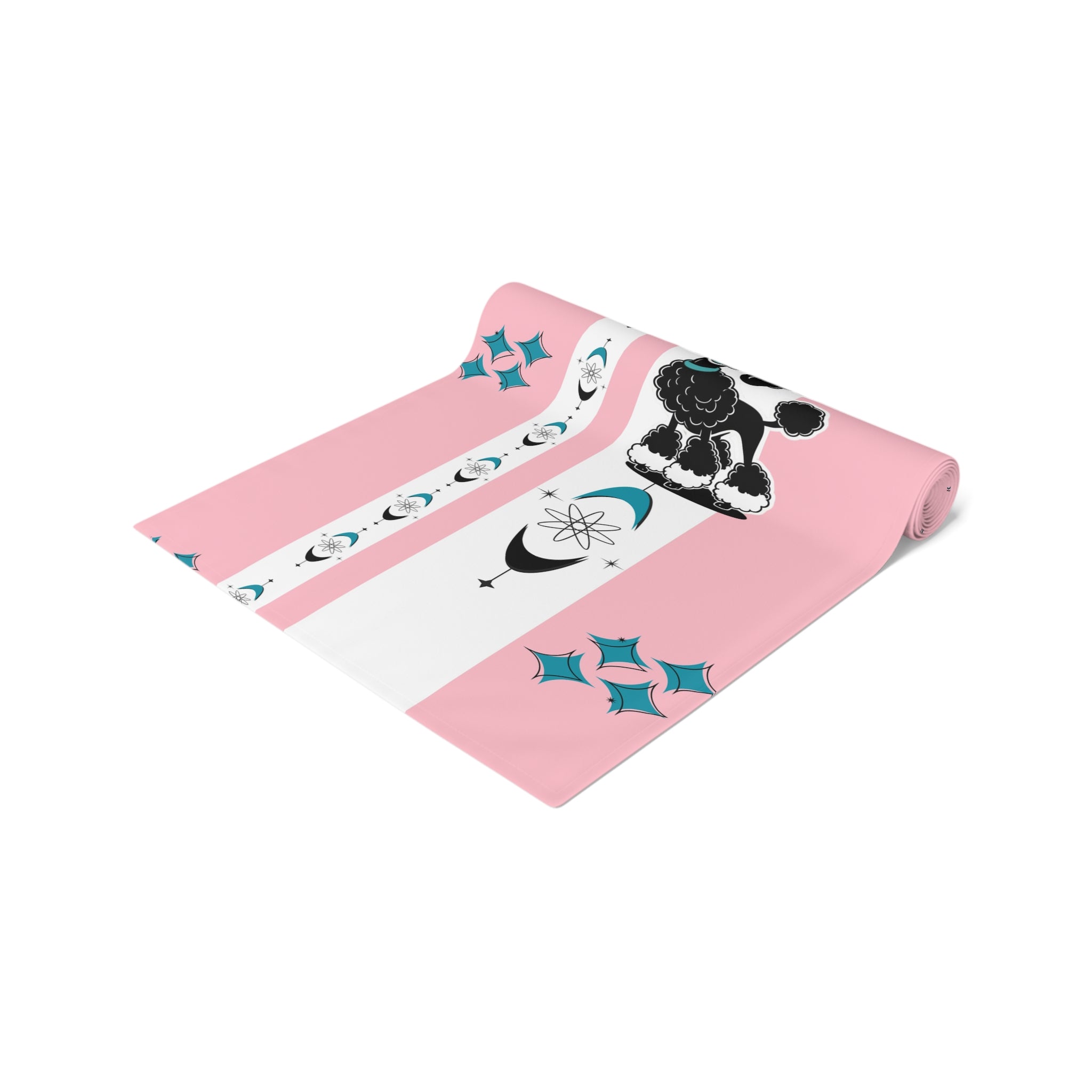 Atomic Poodle Mid Century Modern Pink Whimsical Cosmic Table Runner - Mid Century Modern Gal