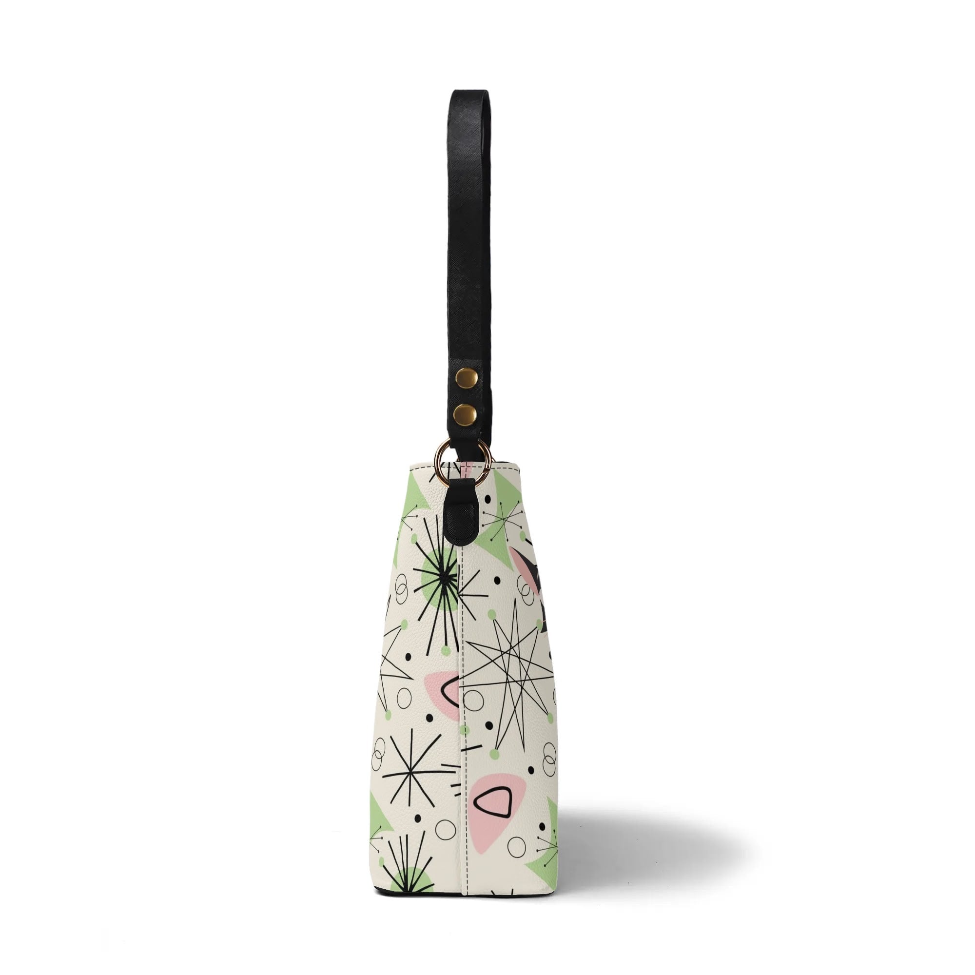Atomic Cat Bucket Bag, Astro Atomic 50s Kitschy Style - Mid Century Modern Gal