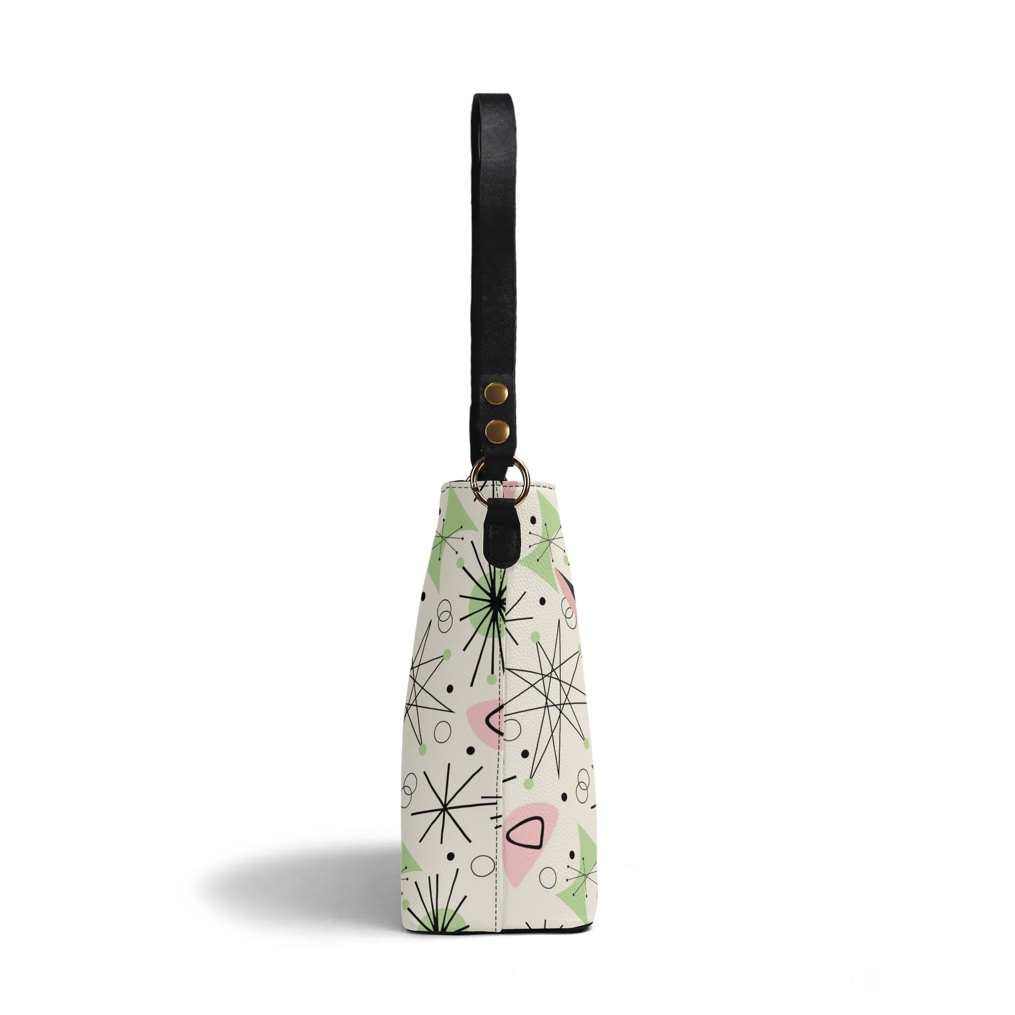 Atomic Cat Bucket Bag, Astro Atomic 50s Kitschy Style - Mid Century Modern Gal
