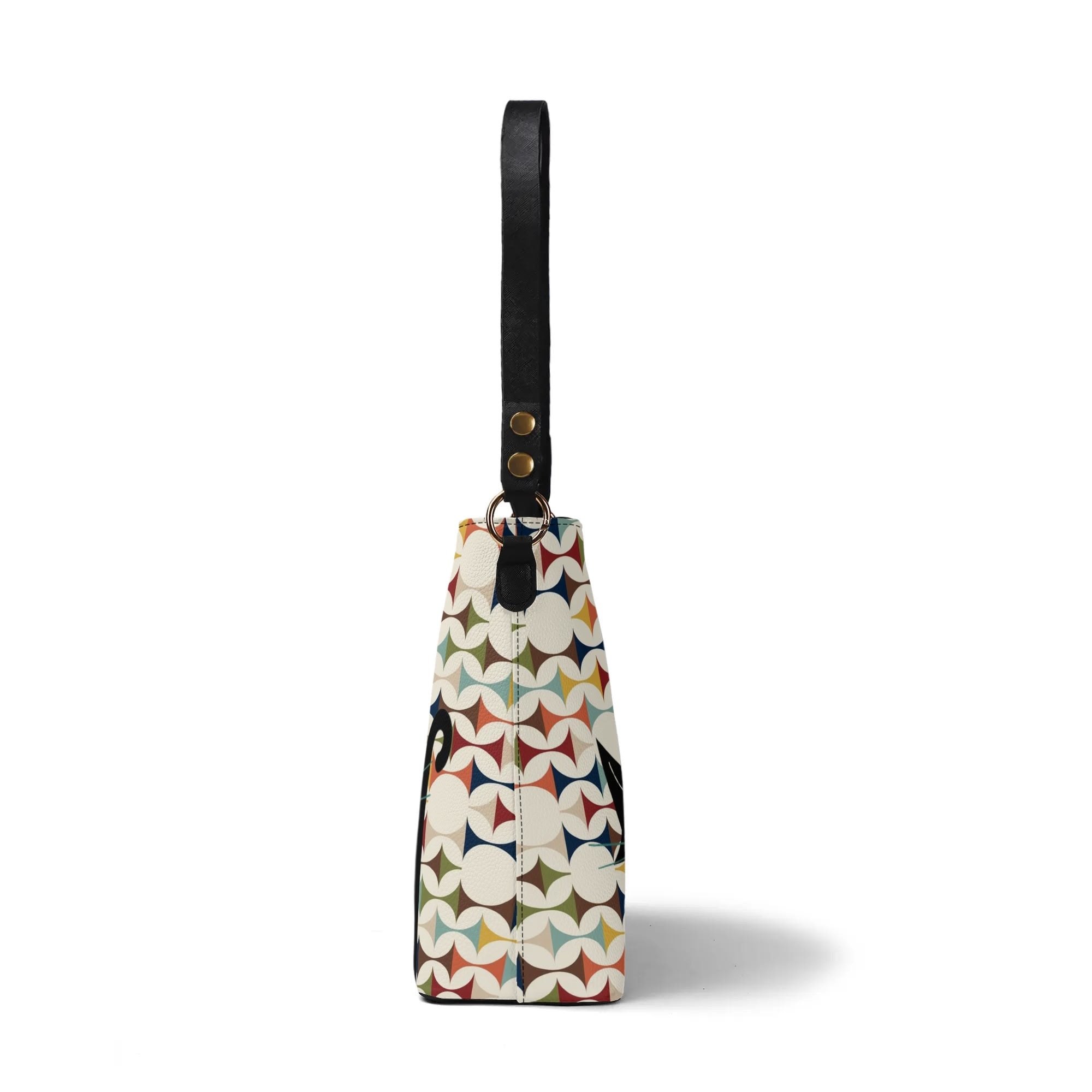 Mid Century Modern Scandinavian Designed, Atomic Cat, Kitschy Bucket Bag - Mid Century Modern Gal