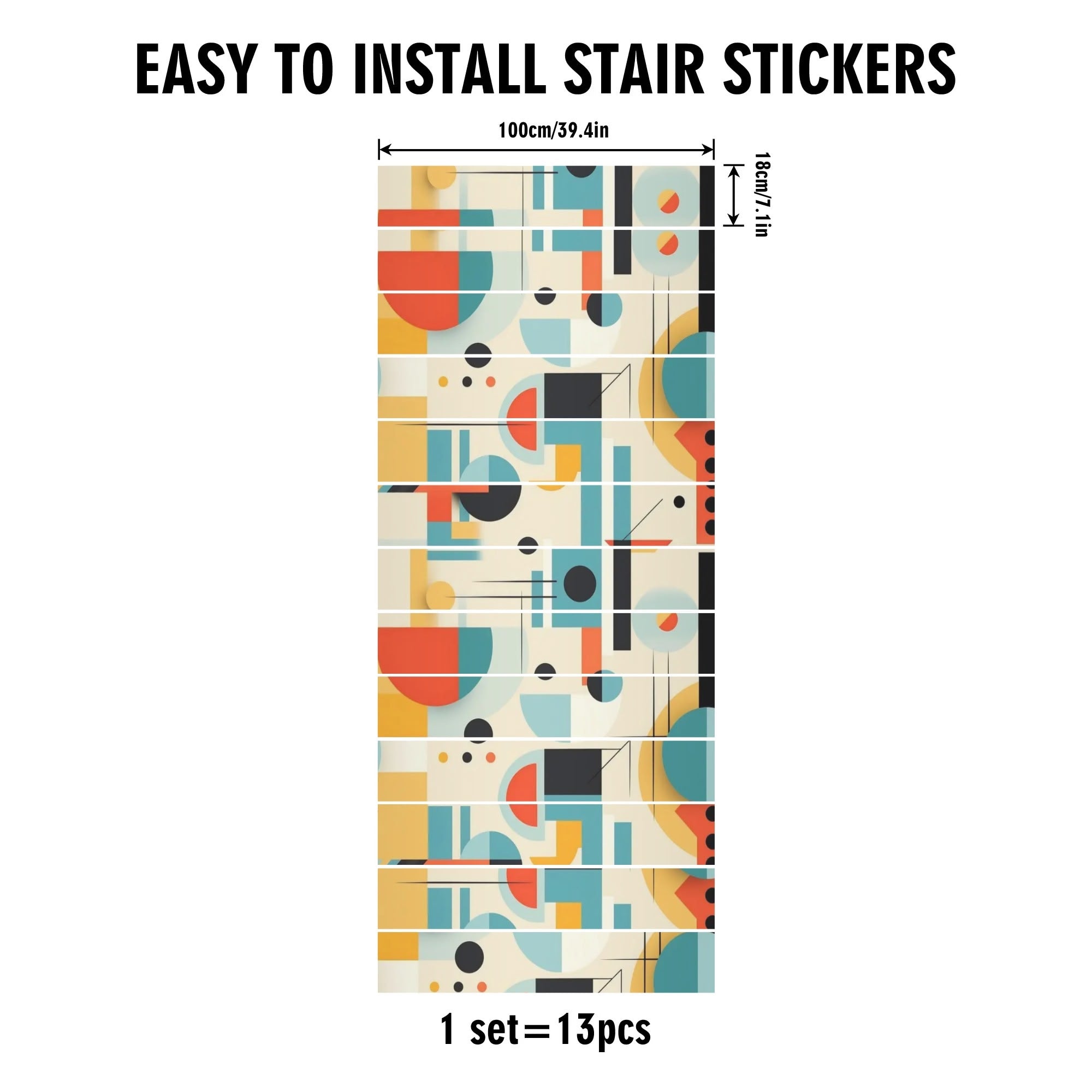 Mid Century Modern Bauhaus Designed, Mod Peel And Stick Stair Risers - Mid Century Modern Gal
