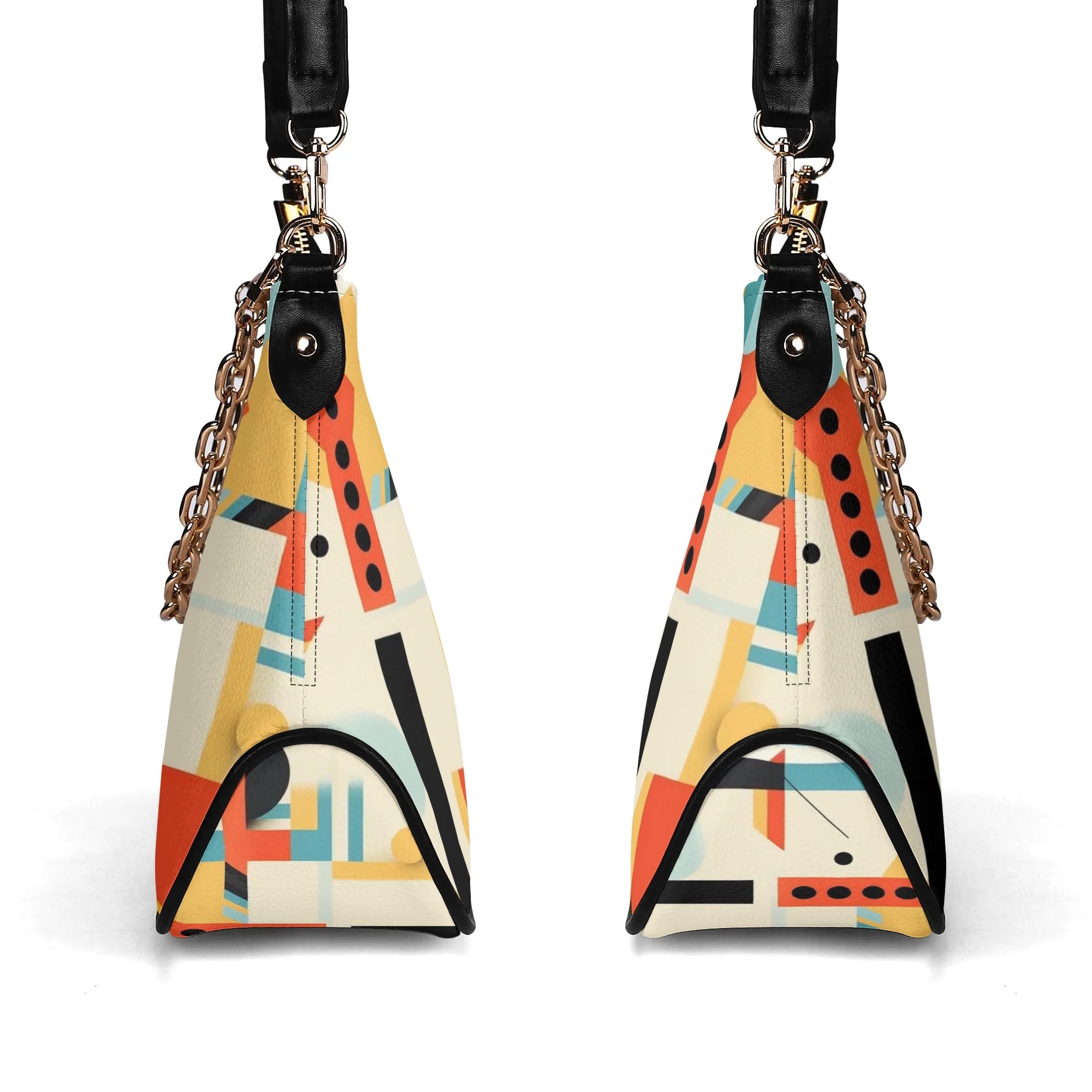 Bauhaus Designed Luxury Crossbody Mid Mod Shoulder Bag With Gold Chain - Mid Century Modern Gal