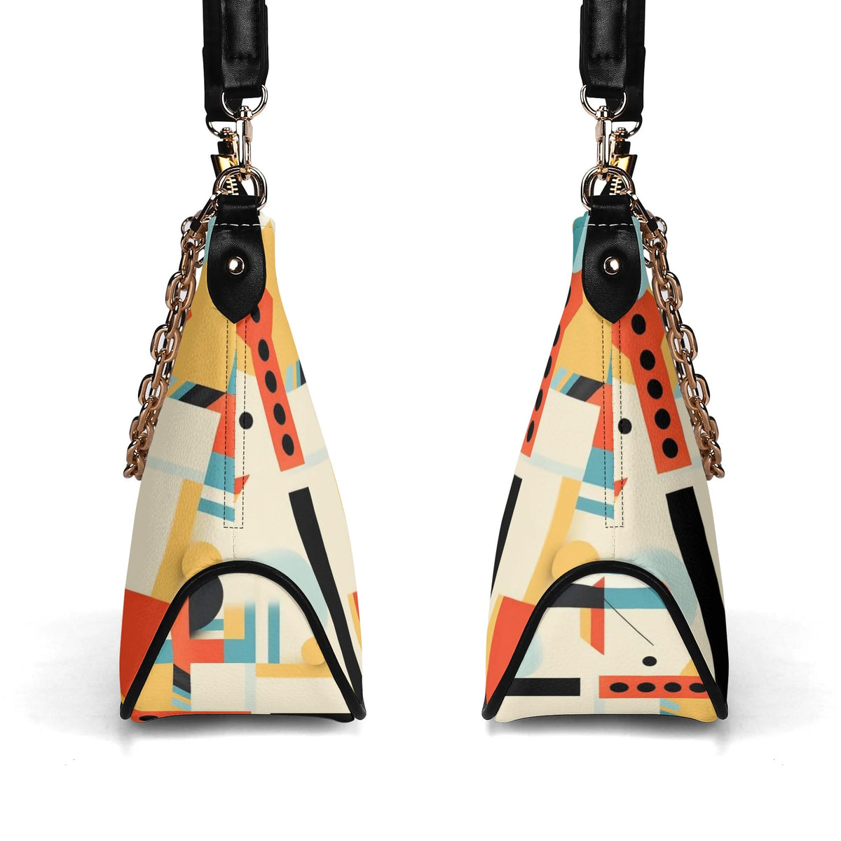 Bauhaus Designed Luxury Crossbody Mid Mod Shoulder Bag With Gold Chain - Mid Century Modern Gal