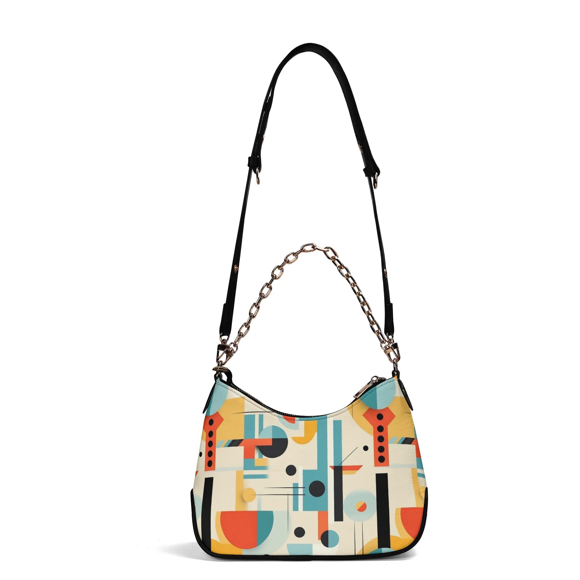Bauhaus Designed Luxury Crossbody Mid Mod Shoulder Bag With Gold Chain - Mid Century Modern Gal