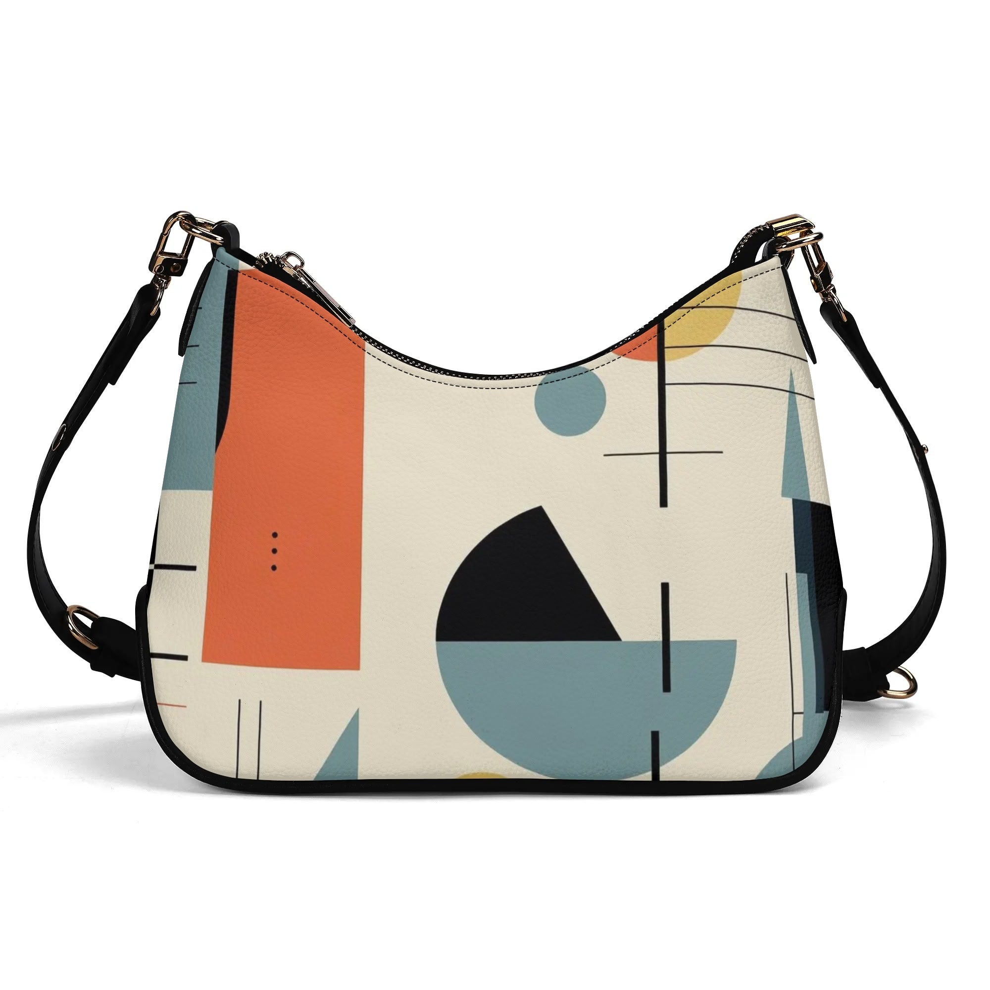 Mid Mod Bauhuas Designed Ladies Luxury Cross Body Bag With Gold Chain - Mid Century Modern Gal