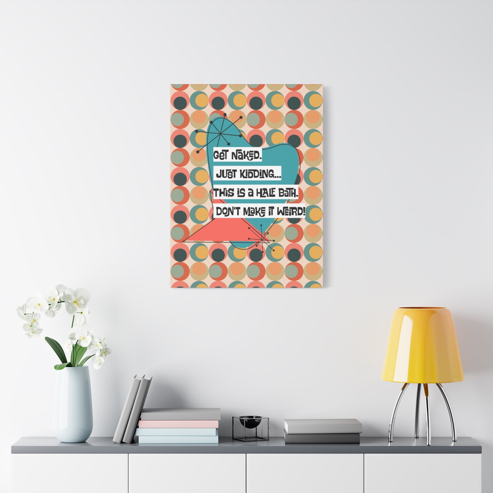 Funny Bathroom Art, Mid Century Modern Kitschy Style, Get Naked, MCM Wall Art - Mid Century Modern Gal