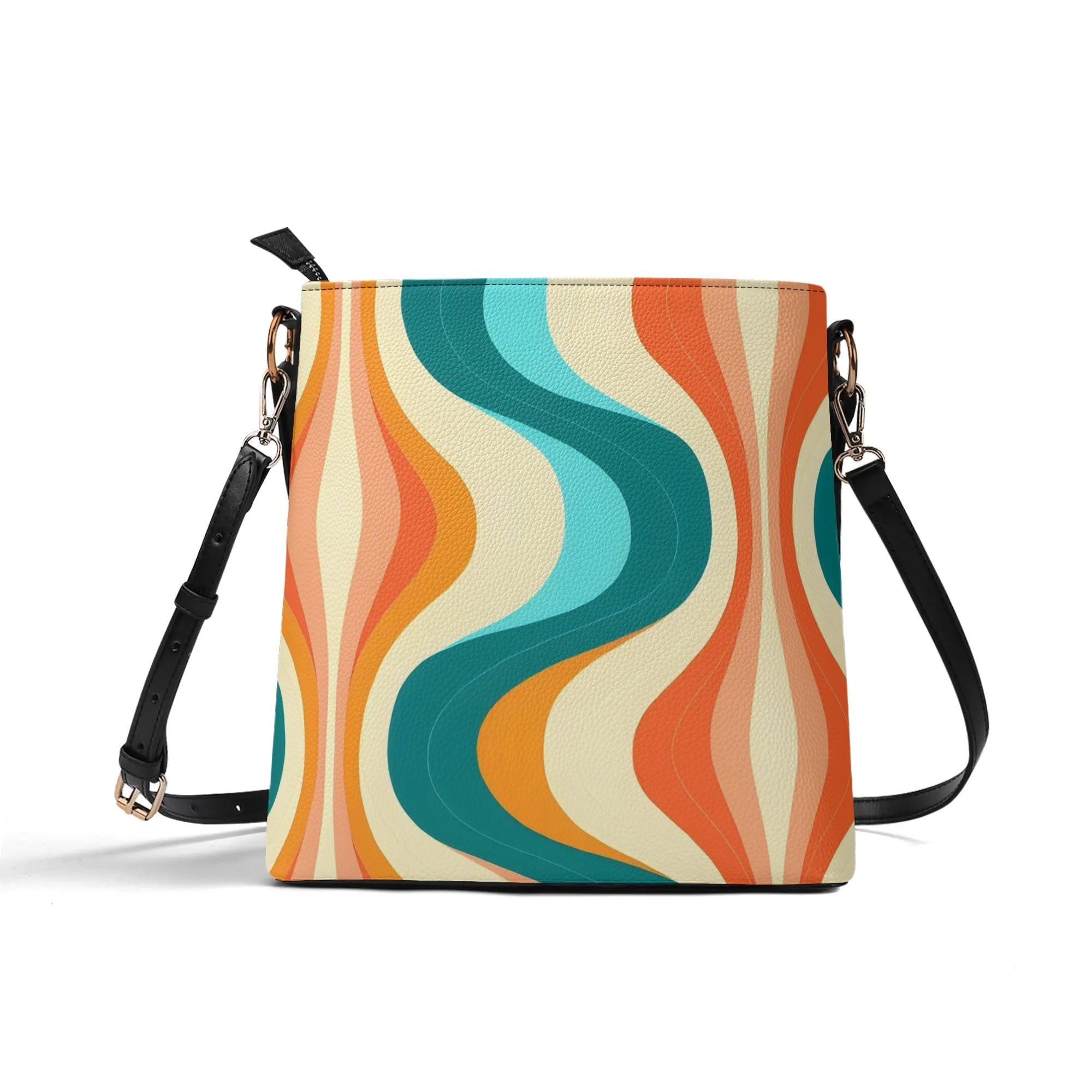 Mid Century Modern Atomic Cat Designed, Retro Groovy Kitschy Bucket Bag - Mid Century Modern Gal