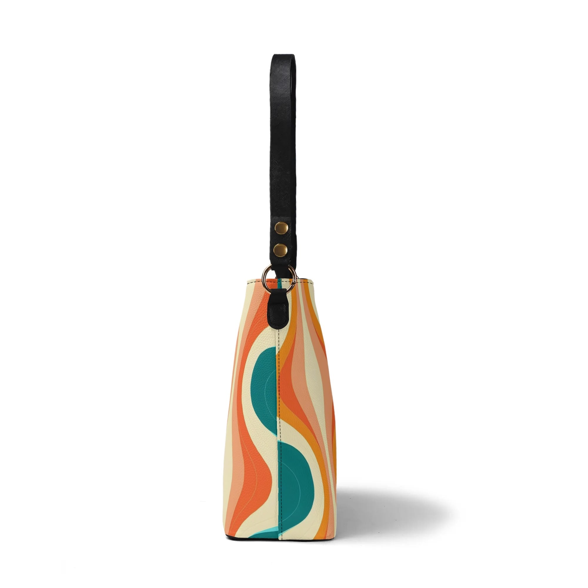 Mid Century Modern Atomic Cat Designed, Retro Groovy Kitschy Bucket Bag - Mid Century Modern Gal