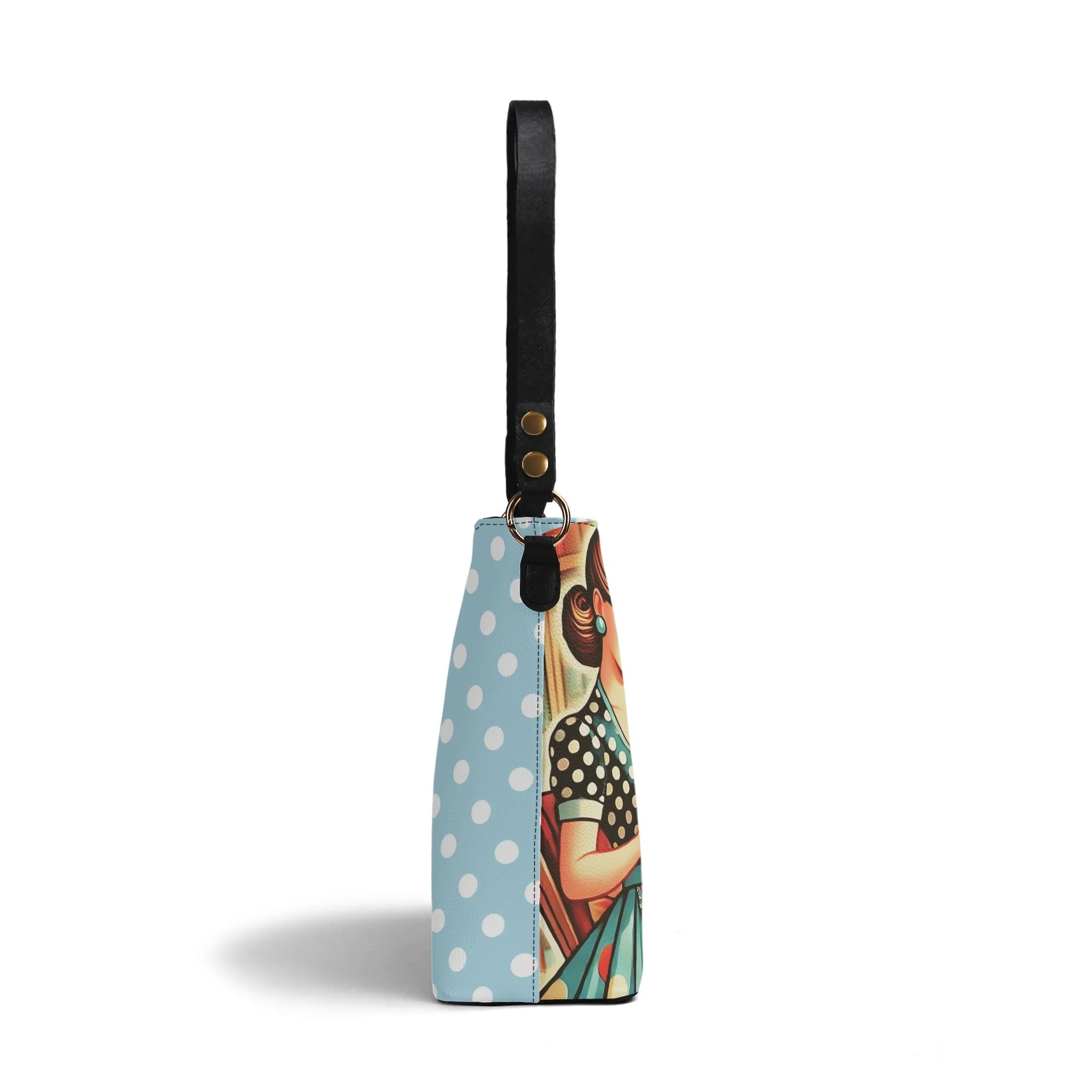 Just A Girl Who Loves Books Retro Bucket Bag, Kitschy Fun Book Lover Bag - Mid Century Modern Gal