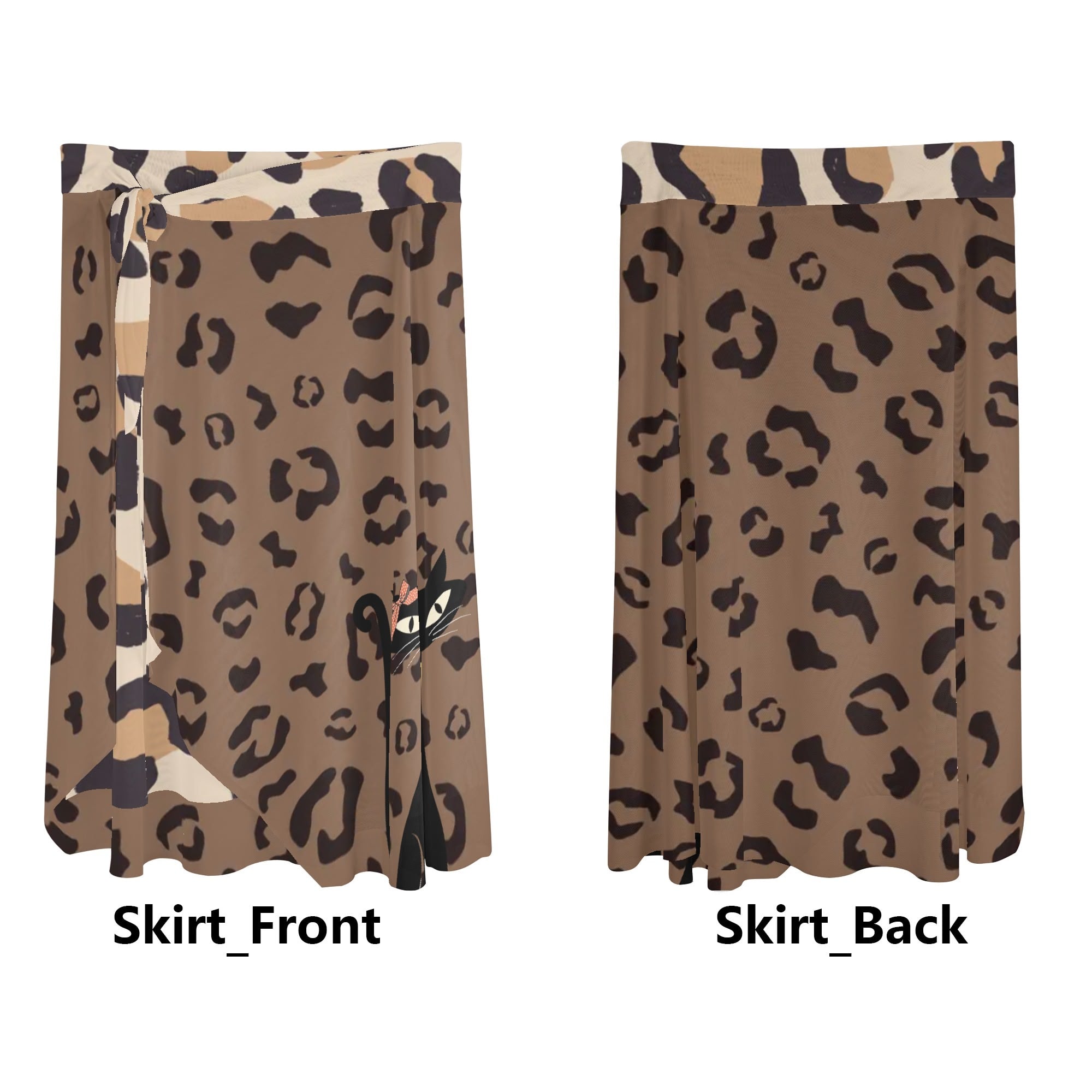 Retro Leopard Print, Atomic Cat, Womens Swimsuit Cover Up Ruffle Tie Side Beach Sarong Wrap Maxi Skirt - Mid Century Modern Gal