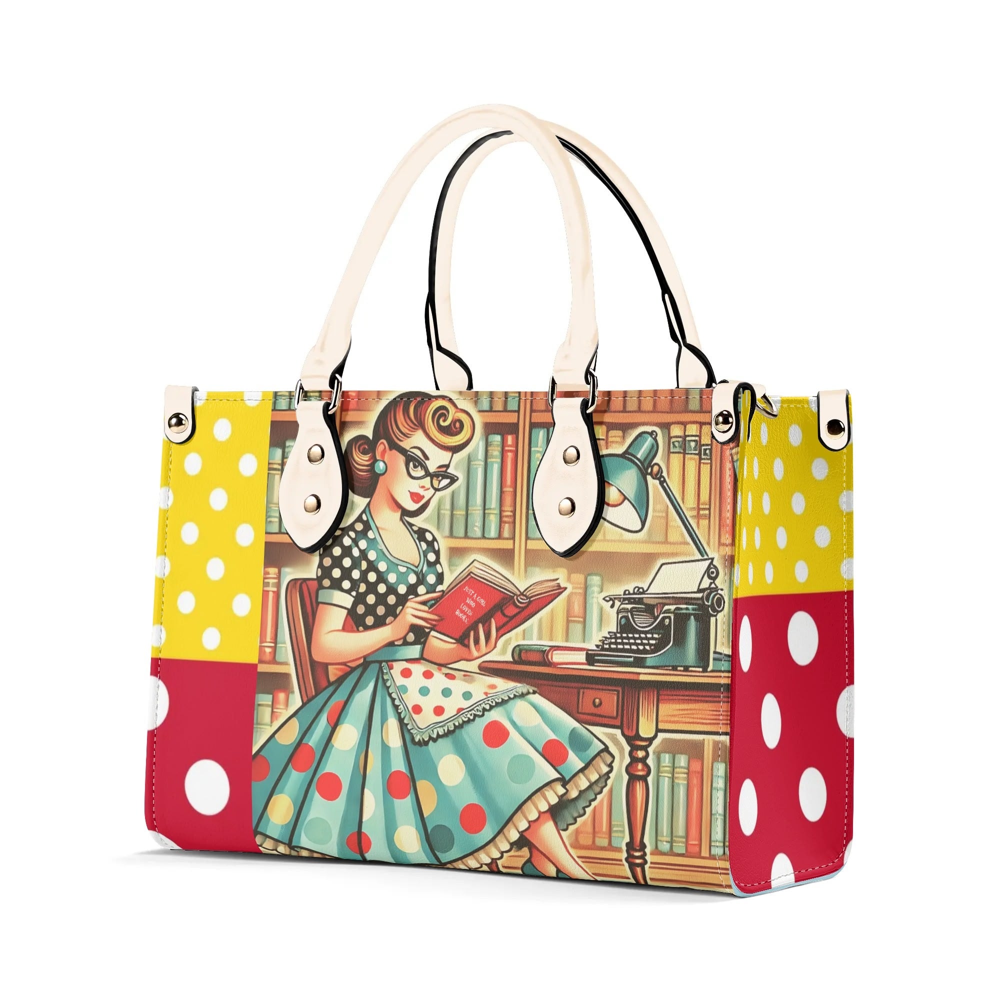 Just A Girl Who Loves Books, Retro Gal, Mid Mod Kitschy Luxury Handbag - Mid Century Modern Gal