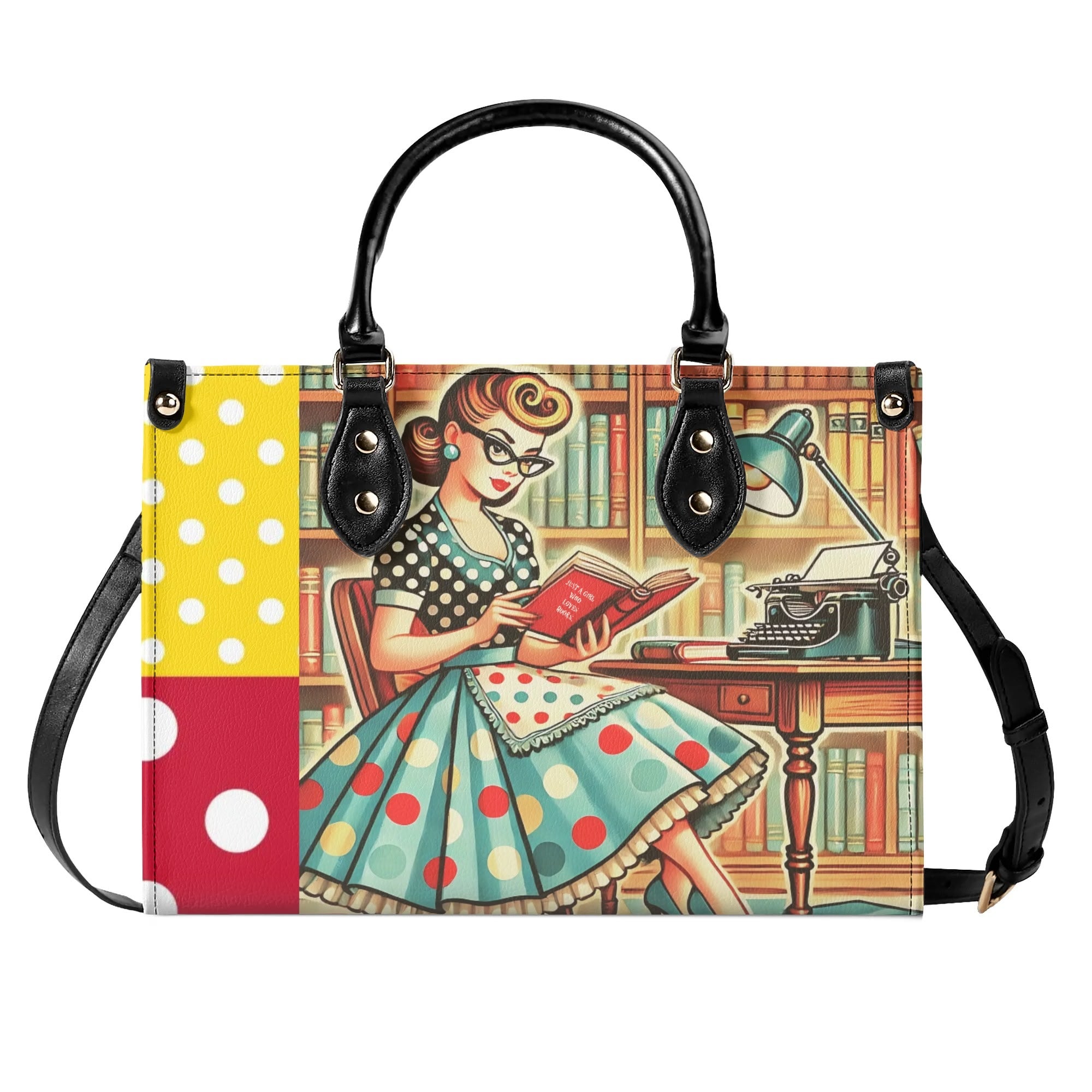 Just A Girl Who Loves Books, Retro Gal, Mid Mod Kitschy Luxury Handbag - Mid Century Modern Gal