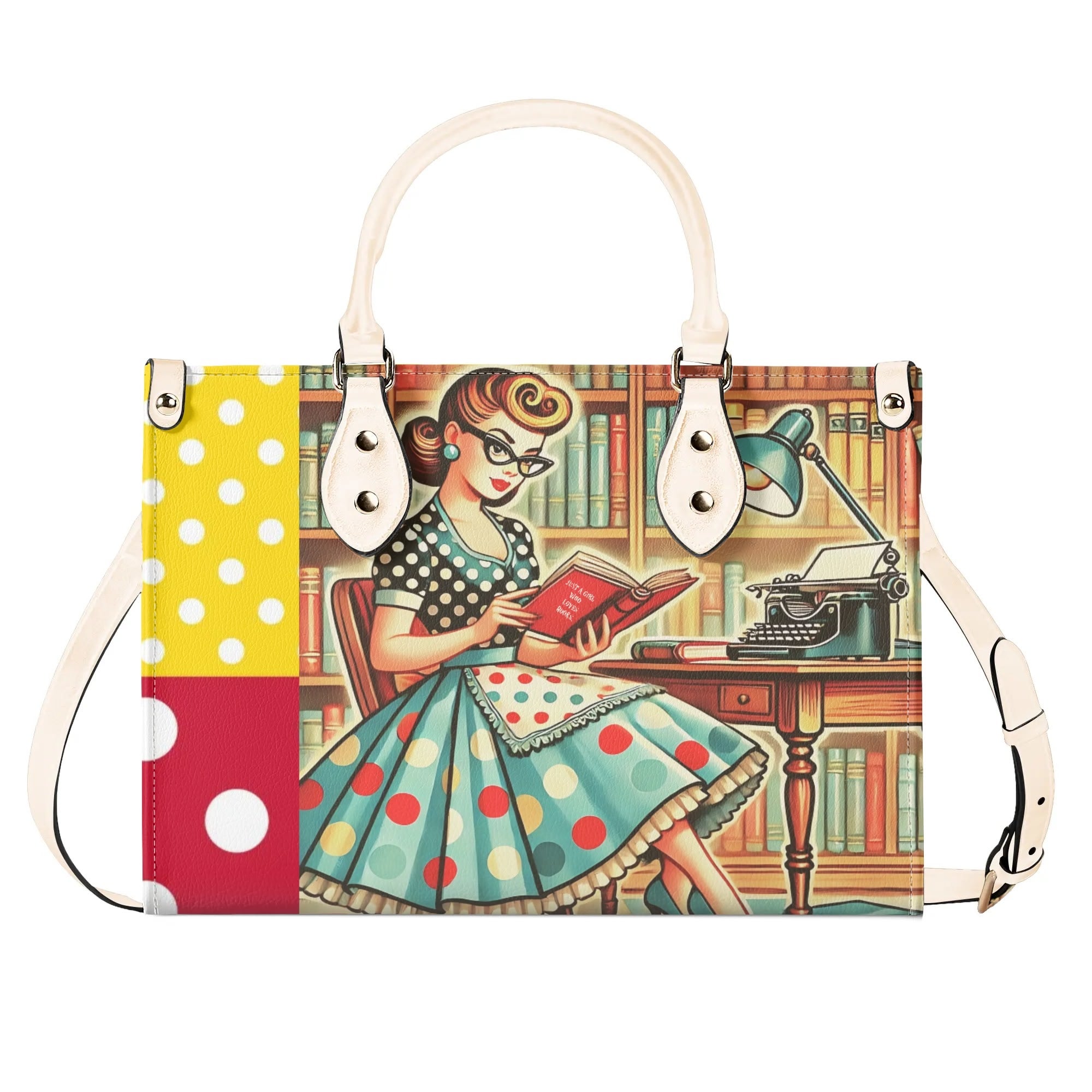 Just A Girl Who Loves Books, Retro Gal, Mid Mod Kitschy Luxury Handbag - Mid Century Modern Gal