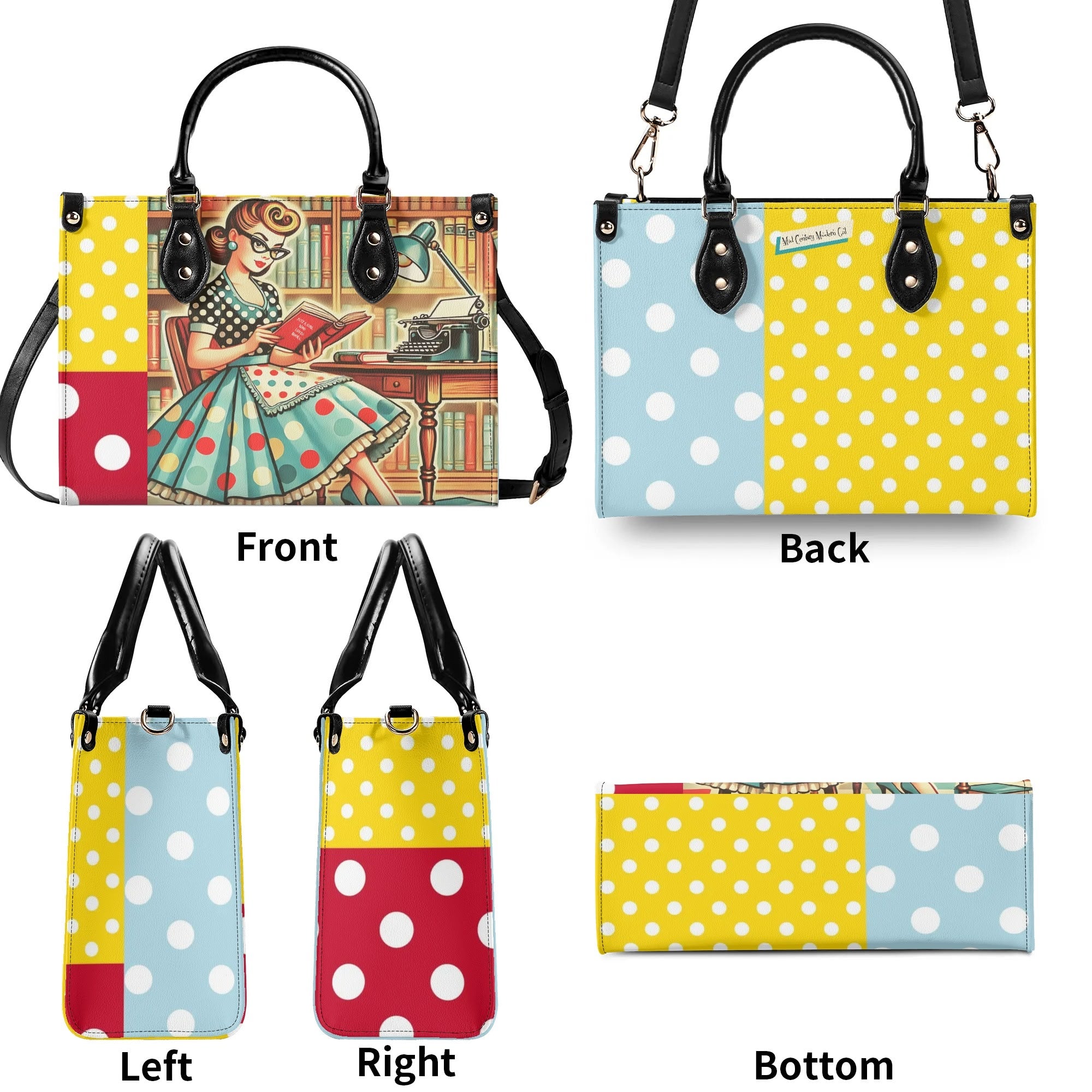 Just A Girl Who Loves Books, Retro Gal, Mid Mod Kitschy Luxury Handbag - Mid Century Modern Gal