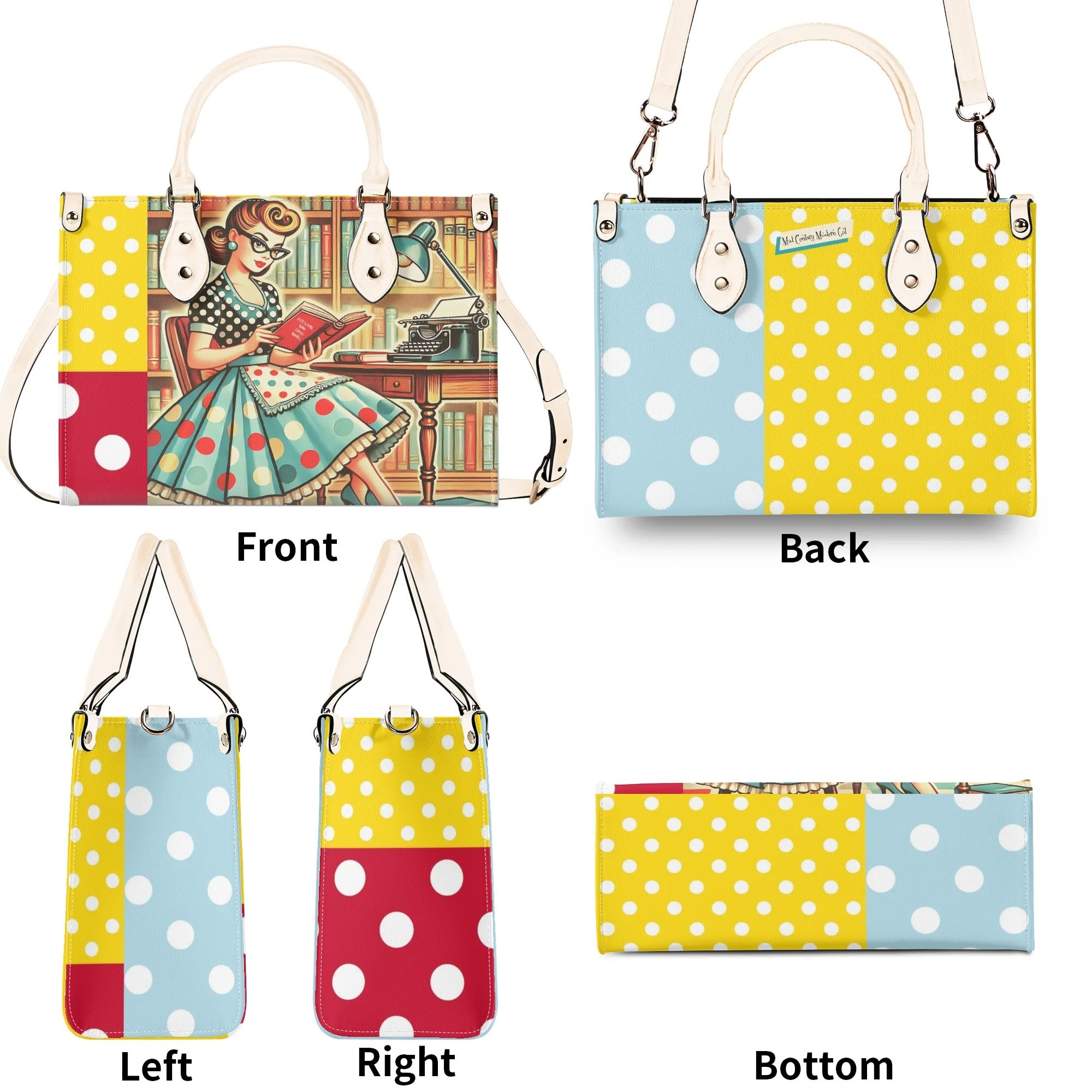 Just A Girl Who Loves Books, Retro Gal, Mid Mod Kitschy Luxury Handbag - Mid Century Modern Gal