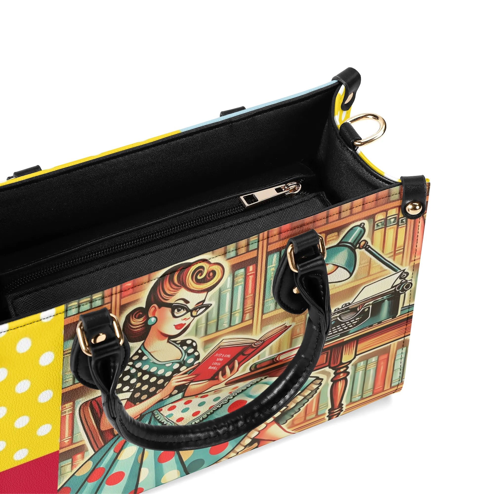 Just A Girl Who Loves Books, Retro Gal, Mid Mod Kitschy Luxury Handbag - Mid Century Modern Gal