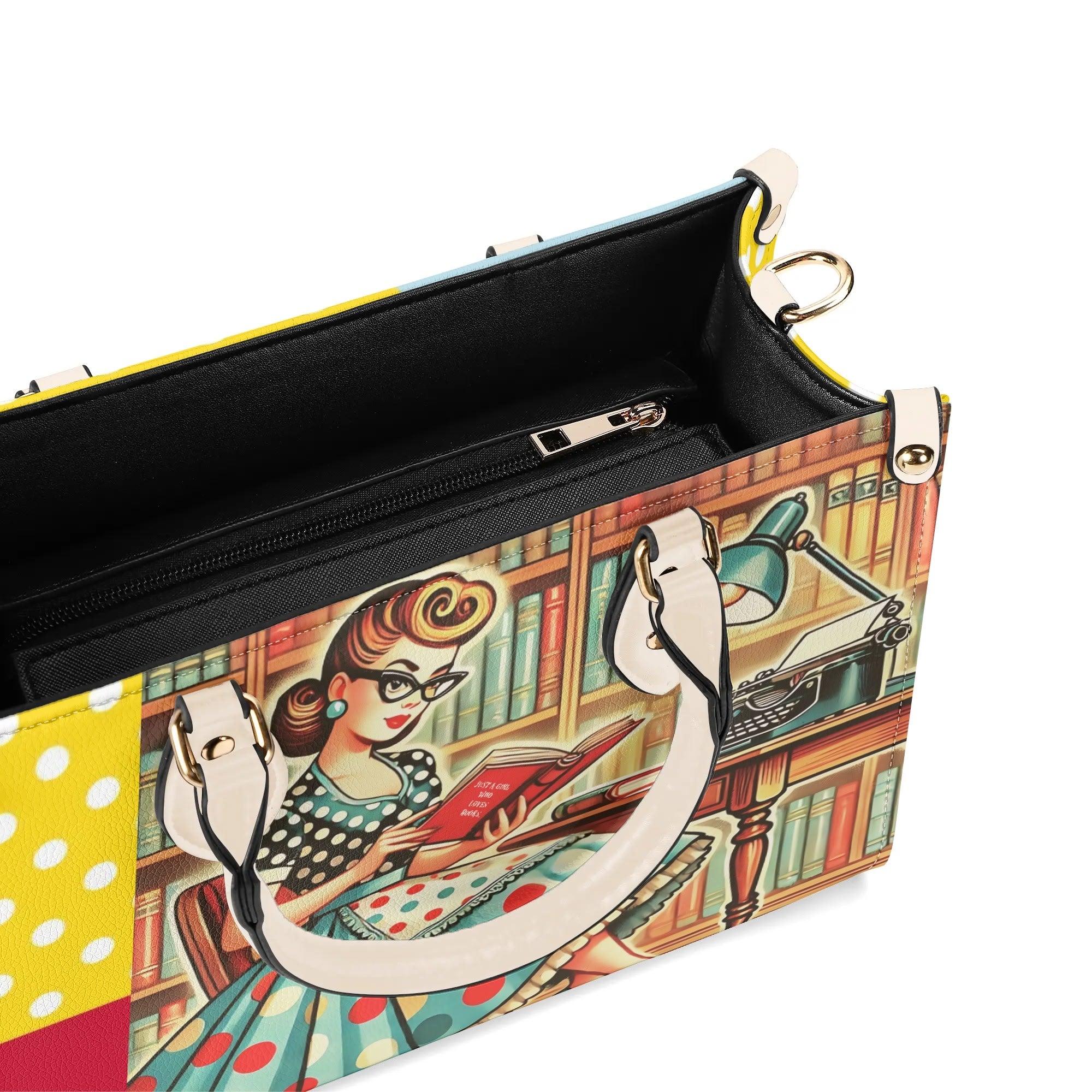 Just A Girl Who Loves Books, Retro Gal, Mid Mod Kitschy Luxury Handbag - Mid Century Modern Gal