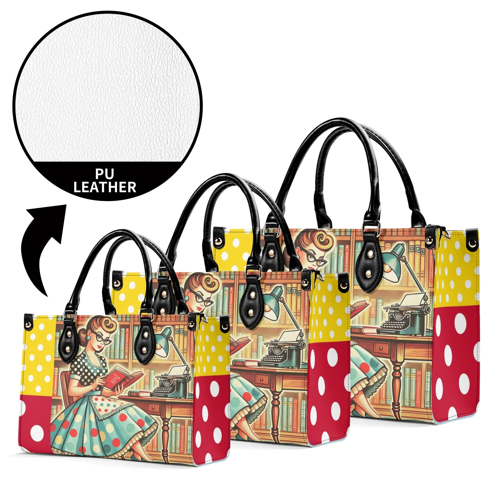 Just A Girl Who Loves Books, Retro Gal, Mid Mod Kitschy Luxury Handbag - Mid Century Modern Gal