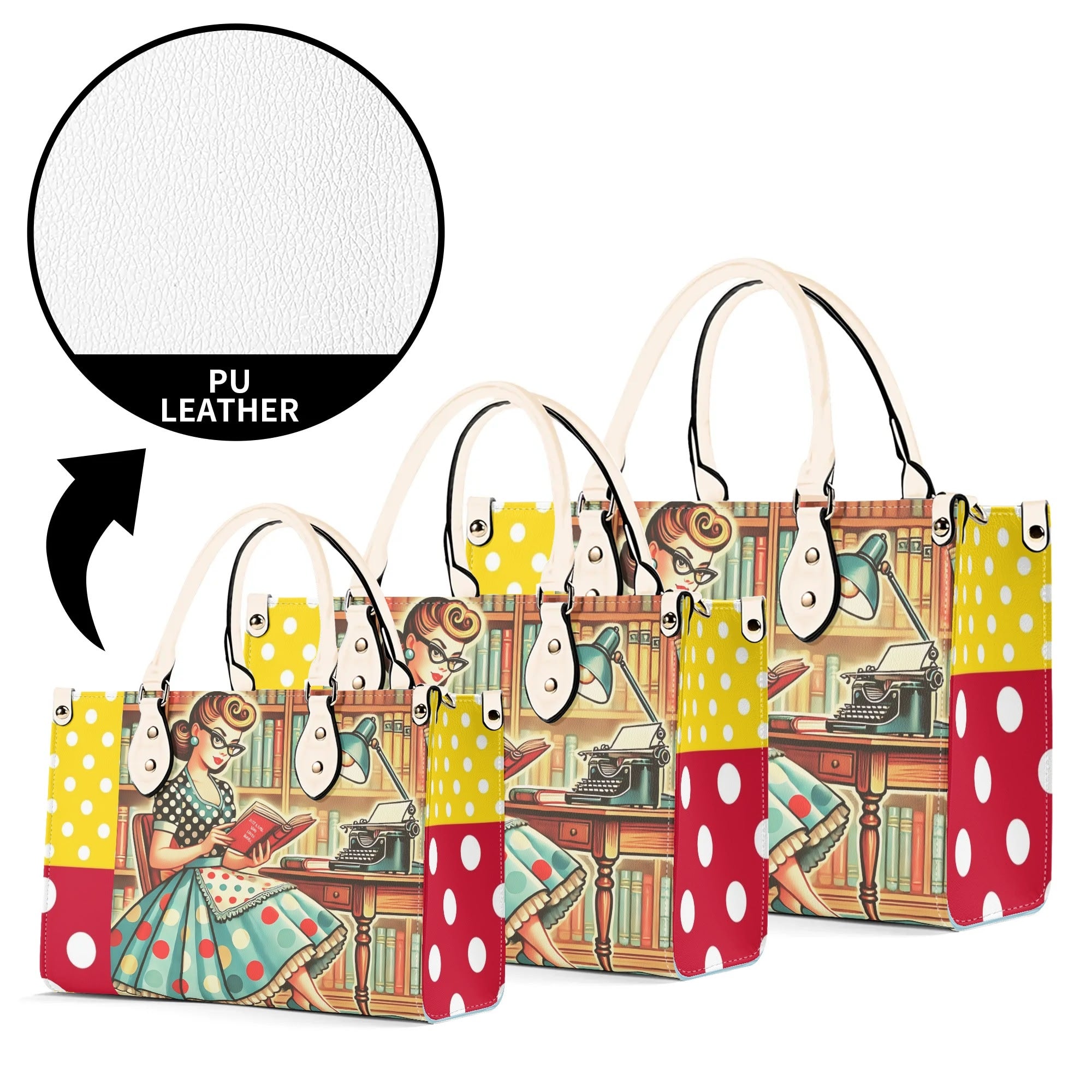 Just A Girl Who Loves Books, Retro Gal, Mid Mod Kitschy Luxury Handbag - Mid Century Modern Gal