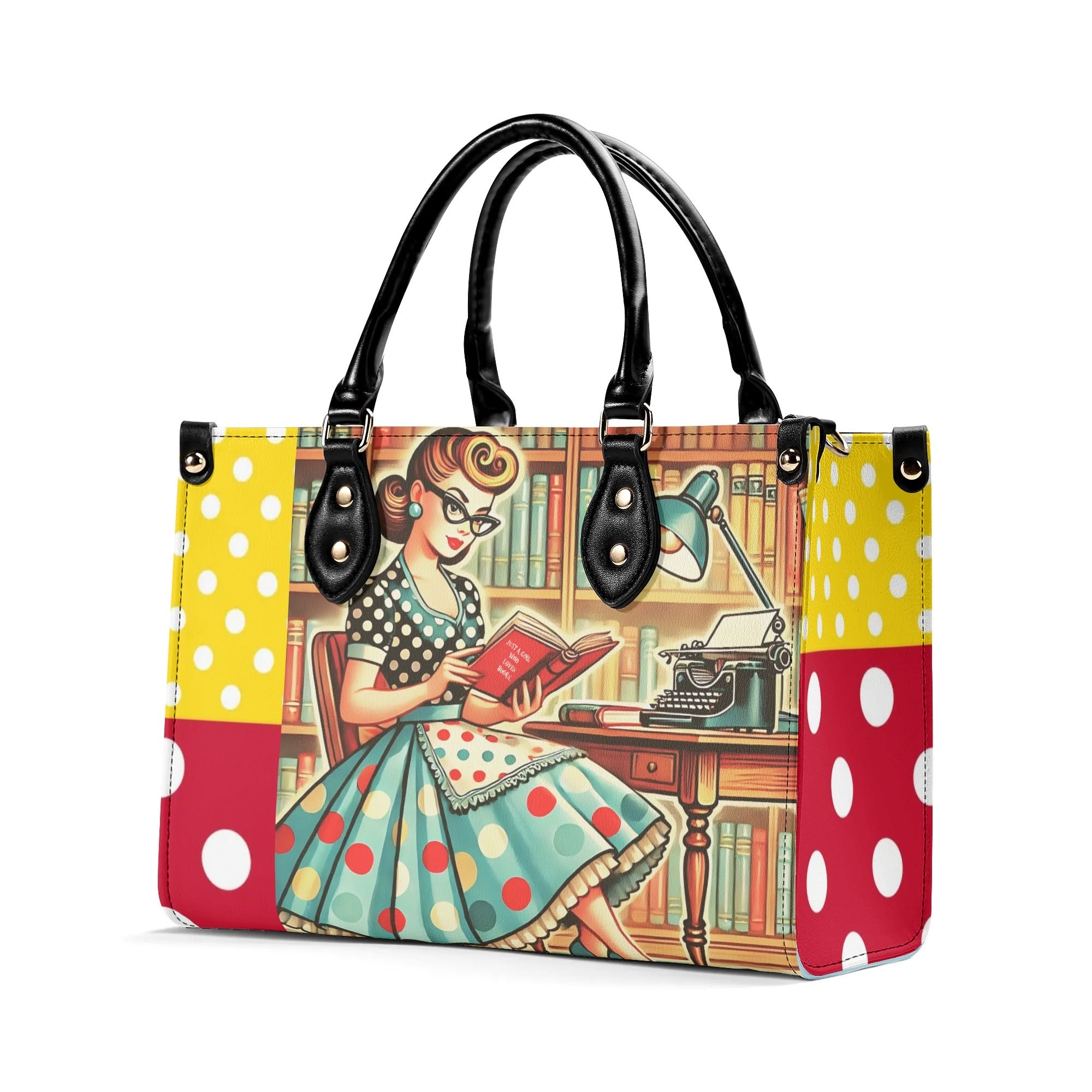 Just A Girl Who Loves Books, Retro Gal, Mid Mod Kitschy Luxury Handbag - Mid Century Modern Gal