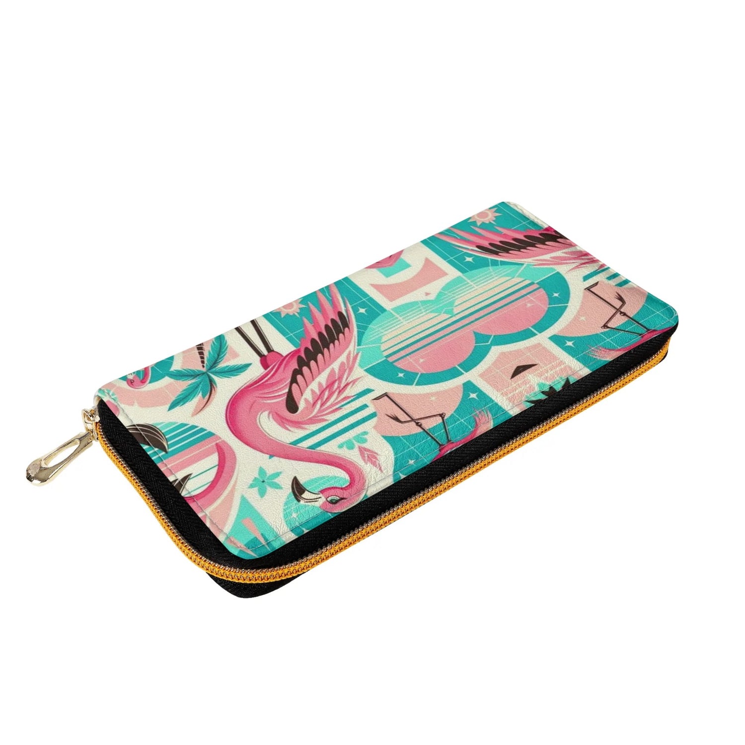 Flamingo Mid Mod Kitschy Retro Zipper Wallet - Mid Century Modern Gal