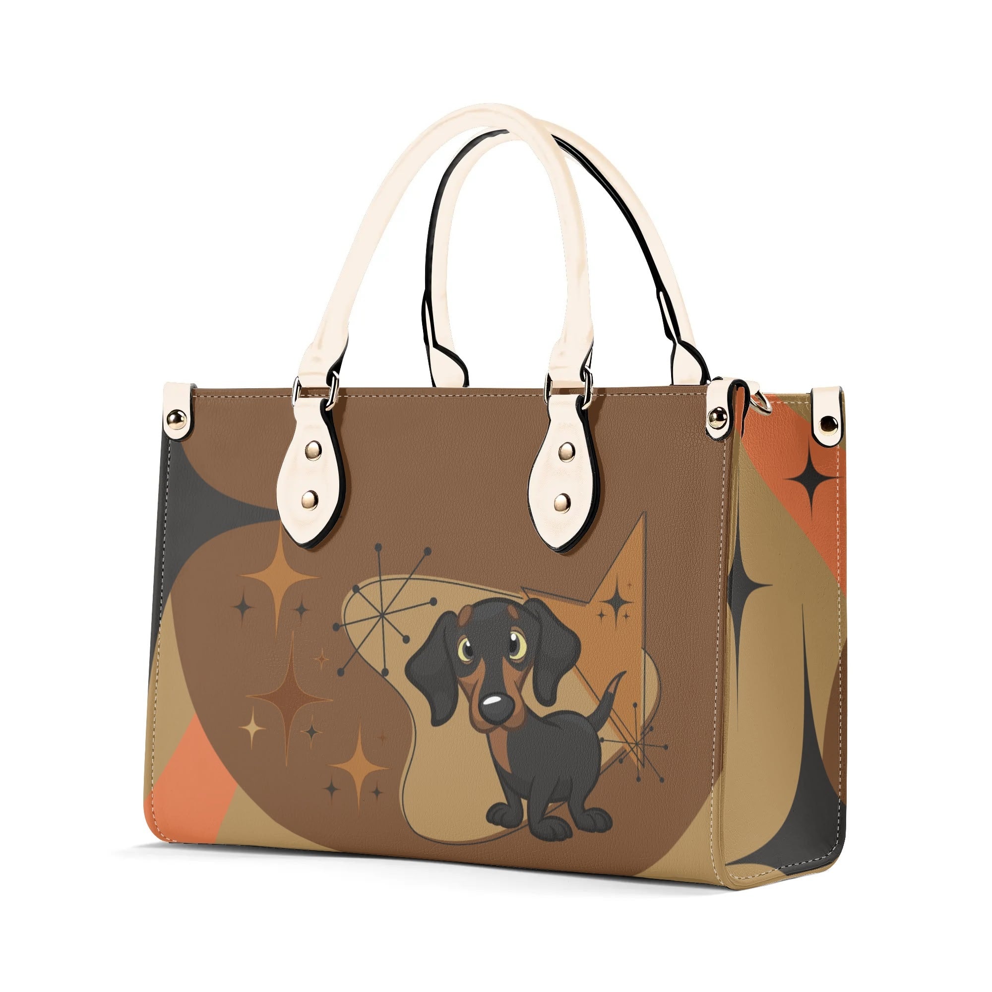 Mid Mod Doxie Lover, Retro Dachshund Wiener Dog, Luxury Handbag - Mid Century Modern Gal