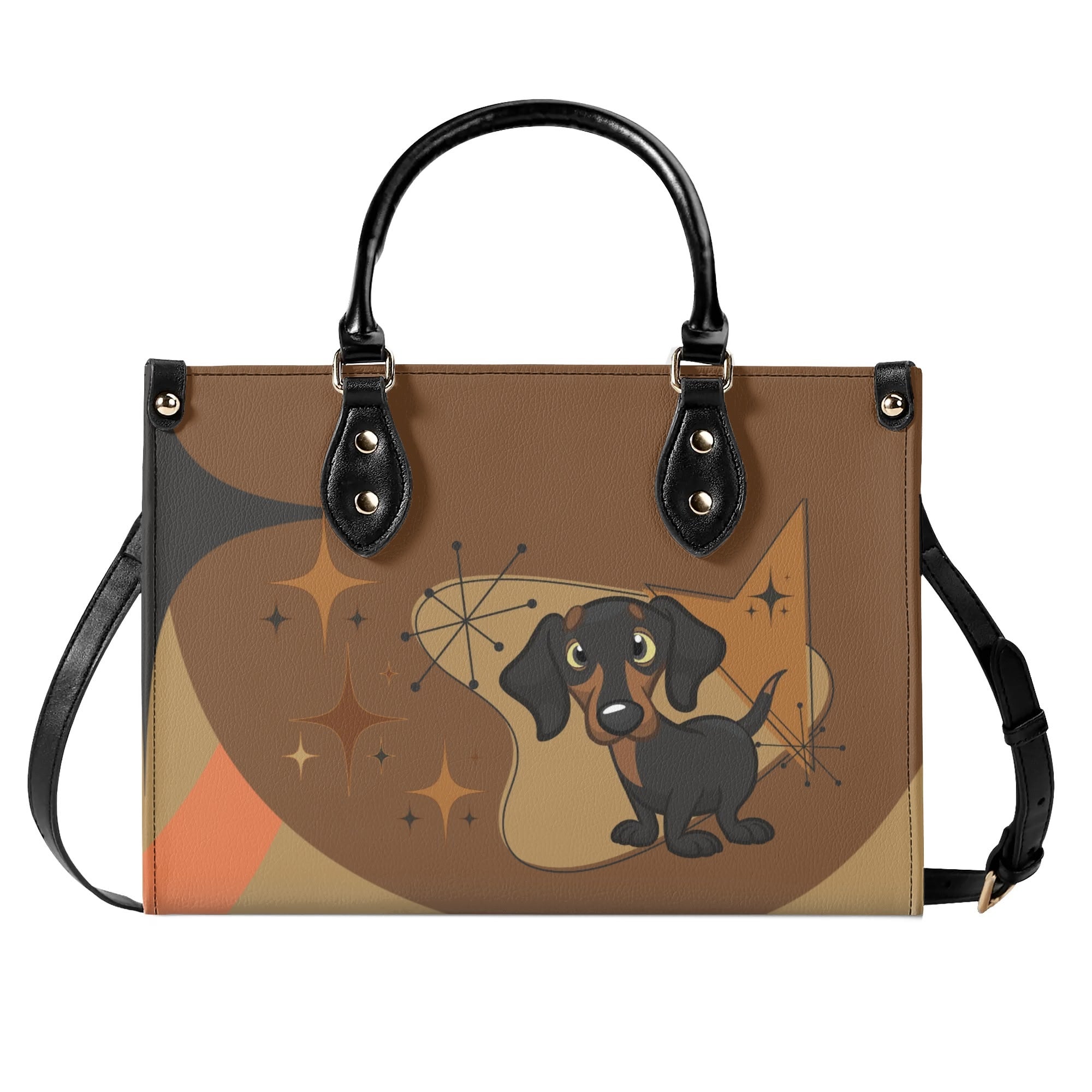 Mid Mod Doxie Lover, Retro Dachshund Wiener Dog, Luxury Handbag - Mid Century Modern Gal