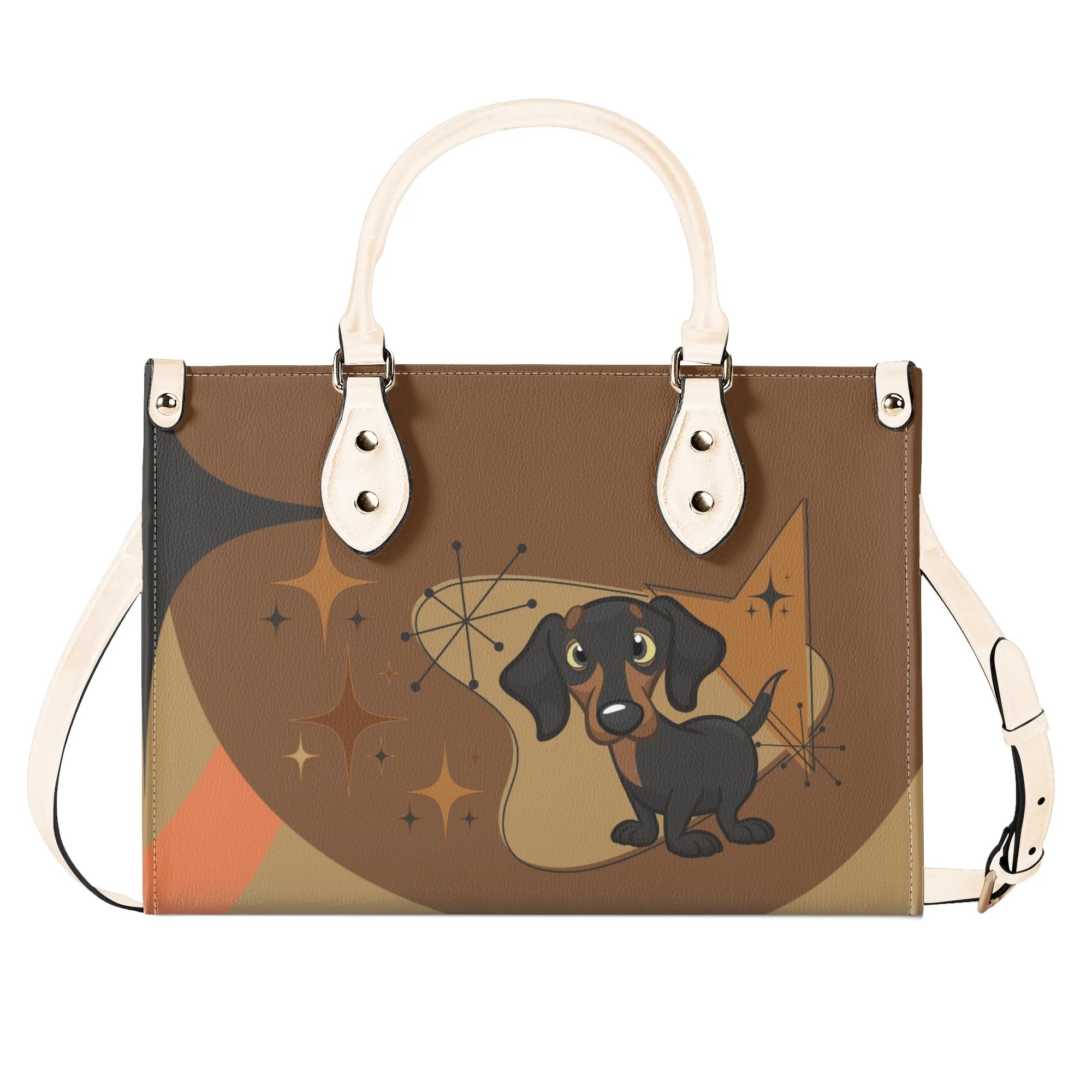 Mid Mod Doxie Lover, Retro Dachshund Wiener Dog, Luxury Handbag - Mid Century Modern Gal